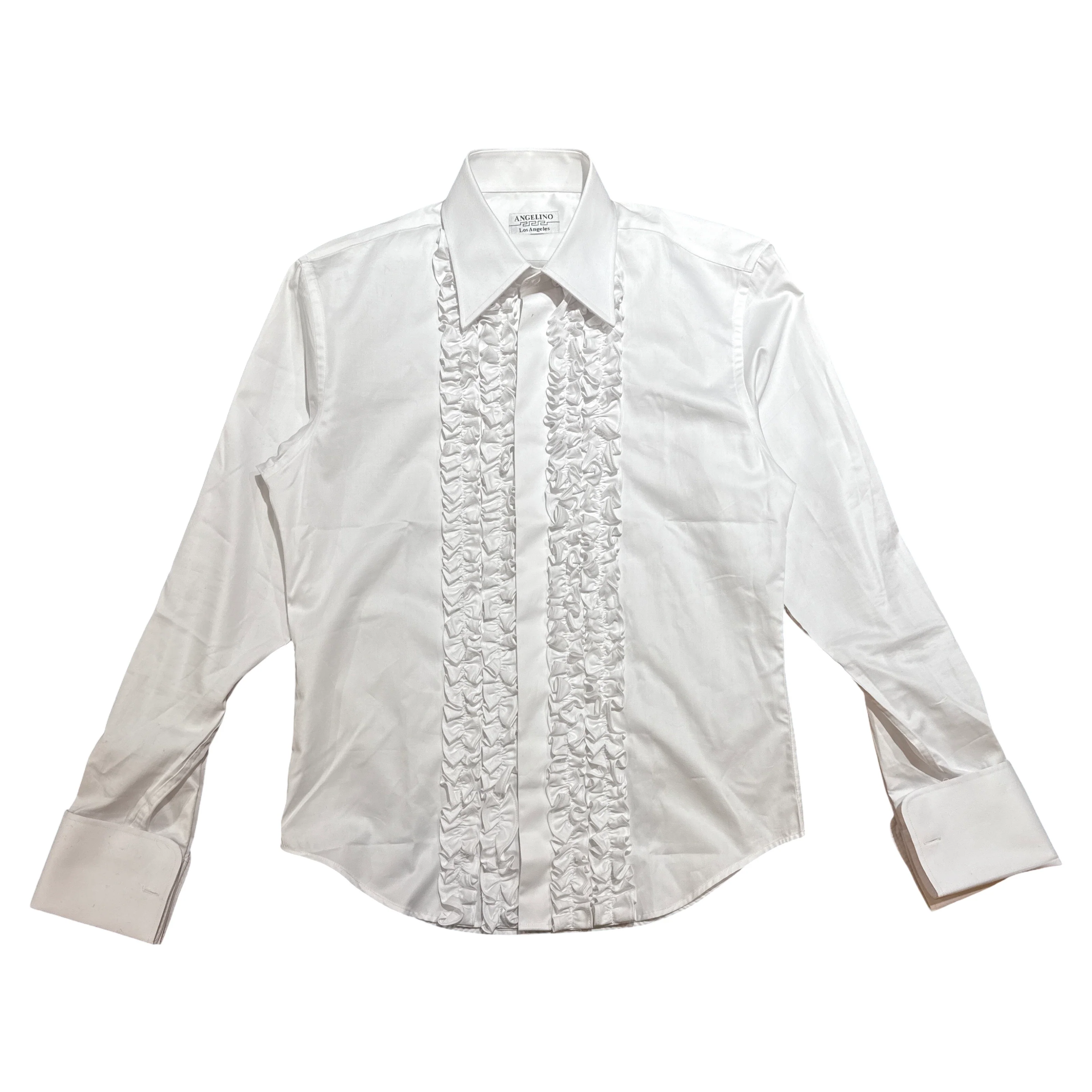 Angelino White Ruffle Button Up Shirt - Image 2