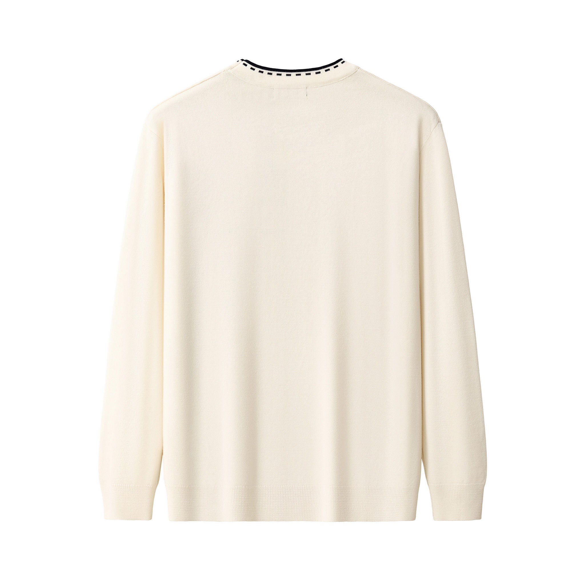 Axis Contrast Stitch Knit LS IVORY - Image 3