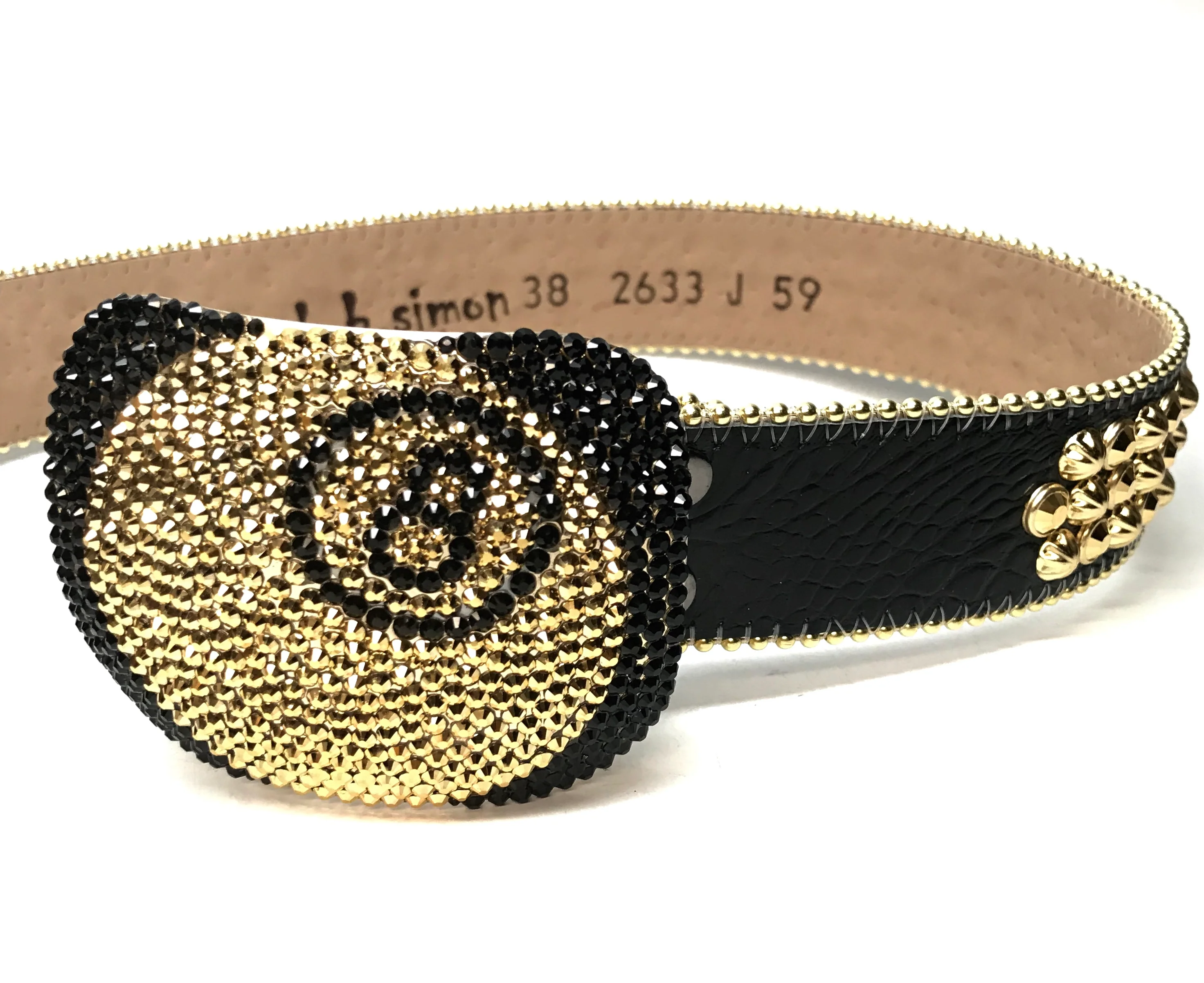 b.b. Simon '8 Ball' black & gold Crystal Belt - Image 2