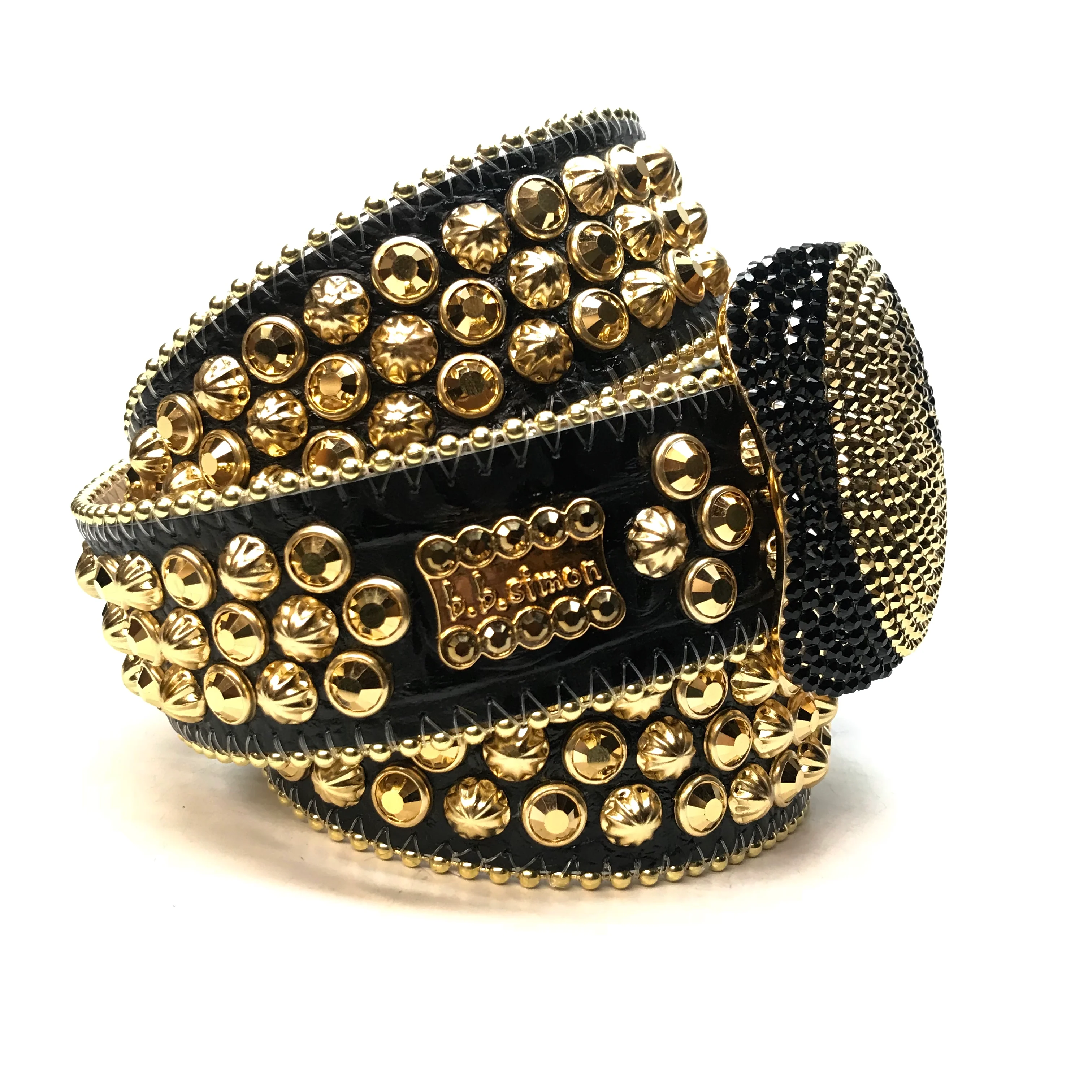 b.b. Simon '8 Ball' black & gold Crystal Belt - Image 5