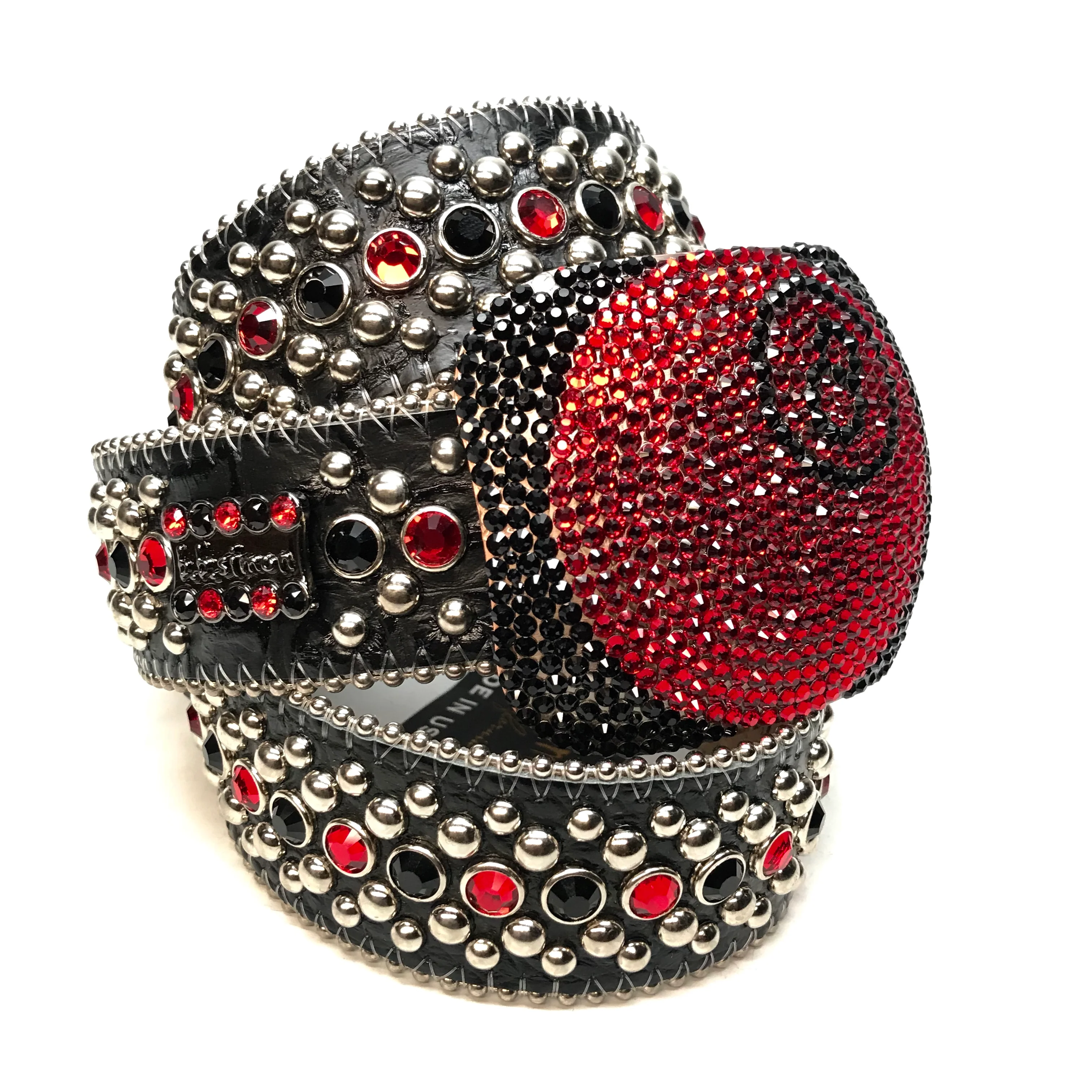 b.b. Simon '8 Ball' Black & Red Crystal Belt - Image 3