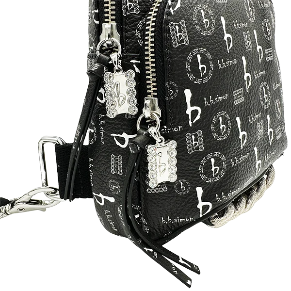 b.b. Simon BB Pattern Sling Bag - Black - Image 2