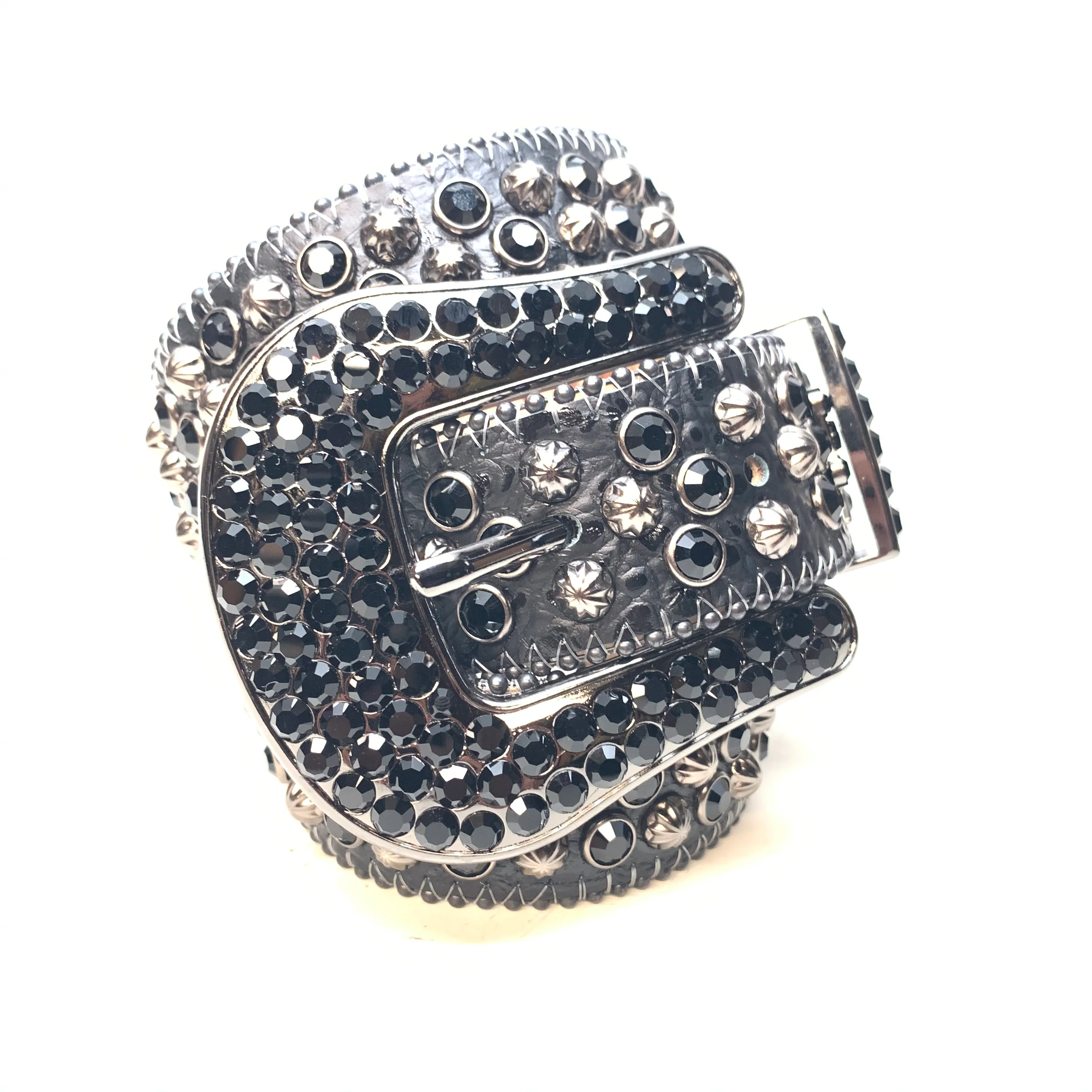 b.b. Simon Black 3-Row Studded Crystal Belt - Image 2