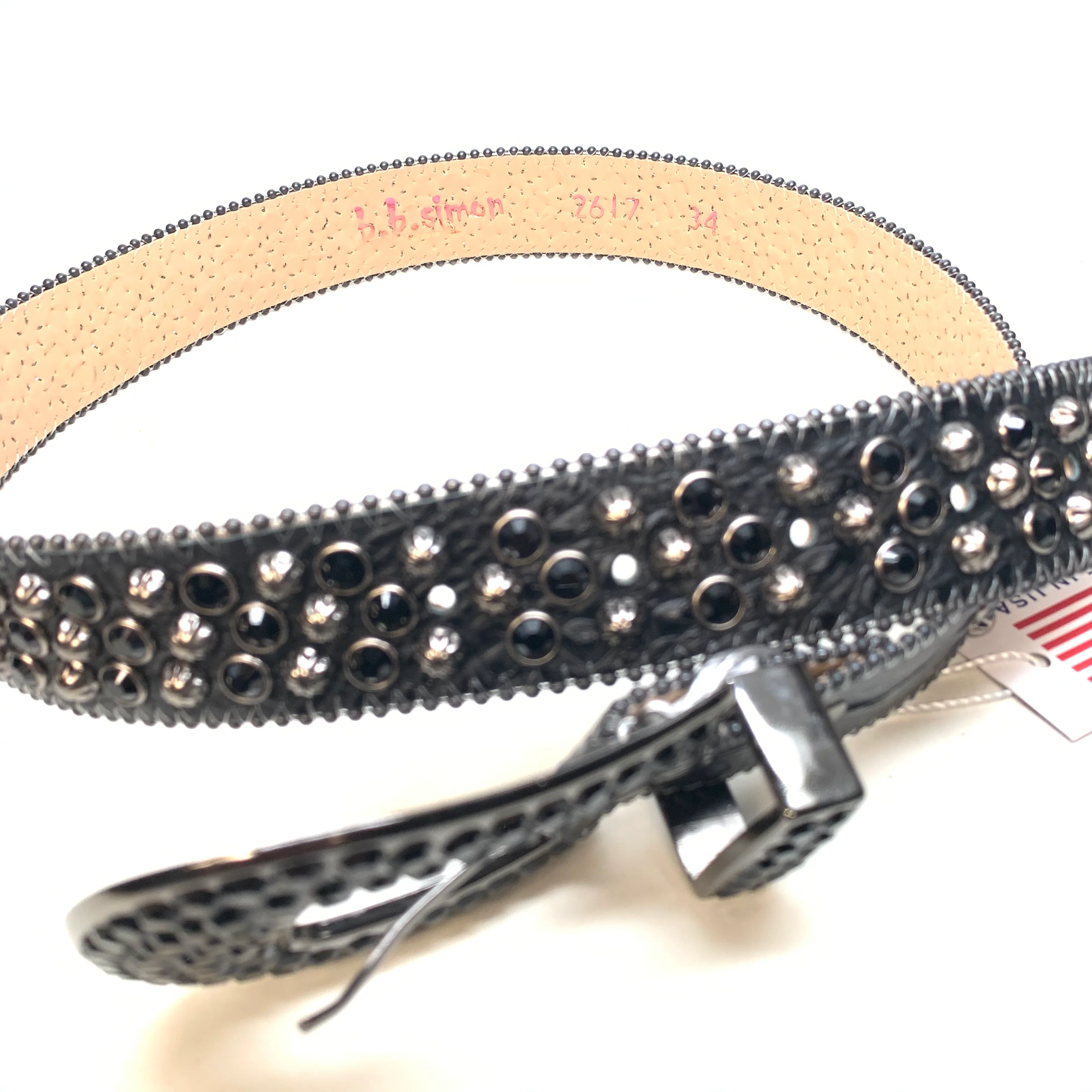 b.b. Simon Black 3-Row Studded Crystal Belt - Image 5