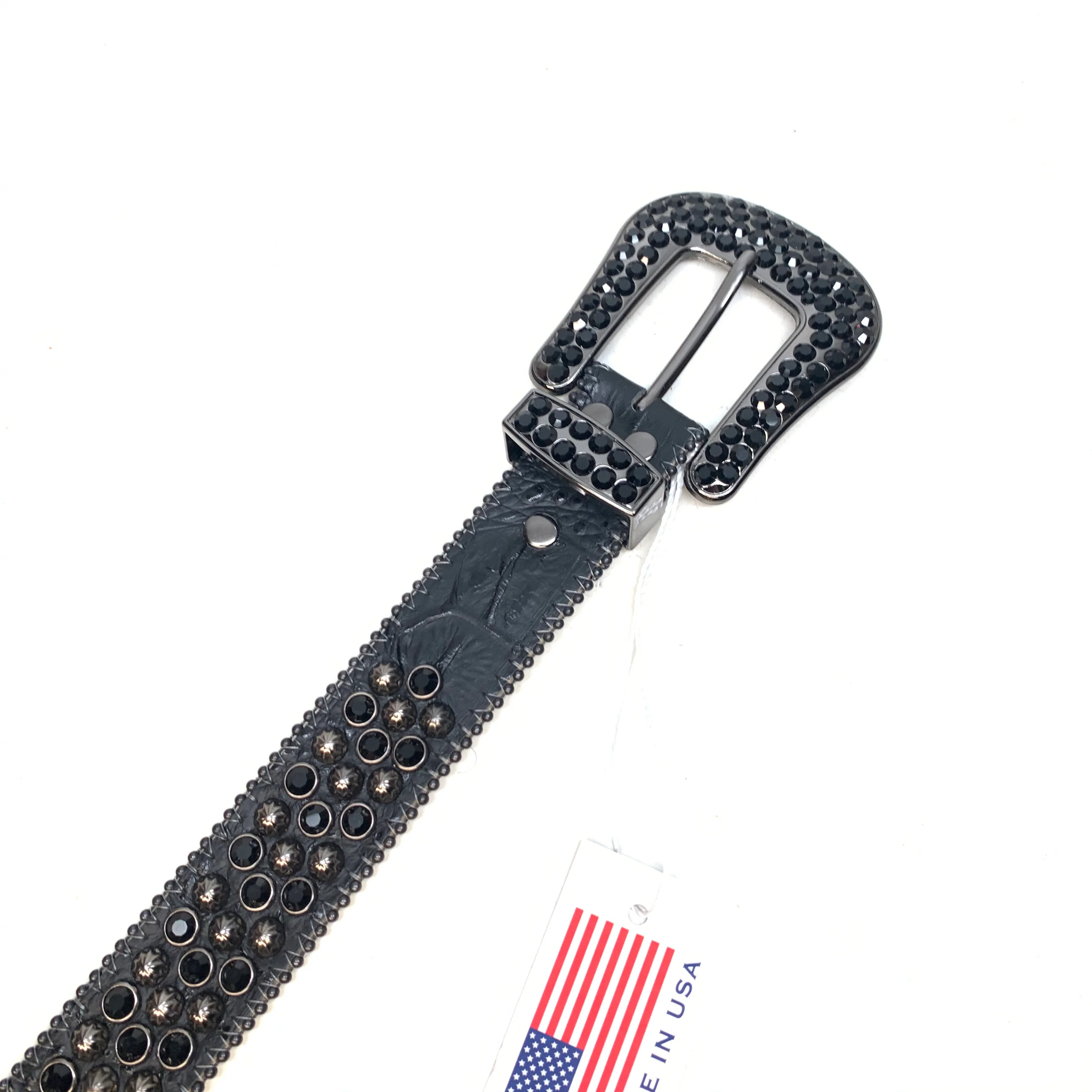 b.b. Simon Black 3-Row Studded Crystal Belt - Image 6