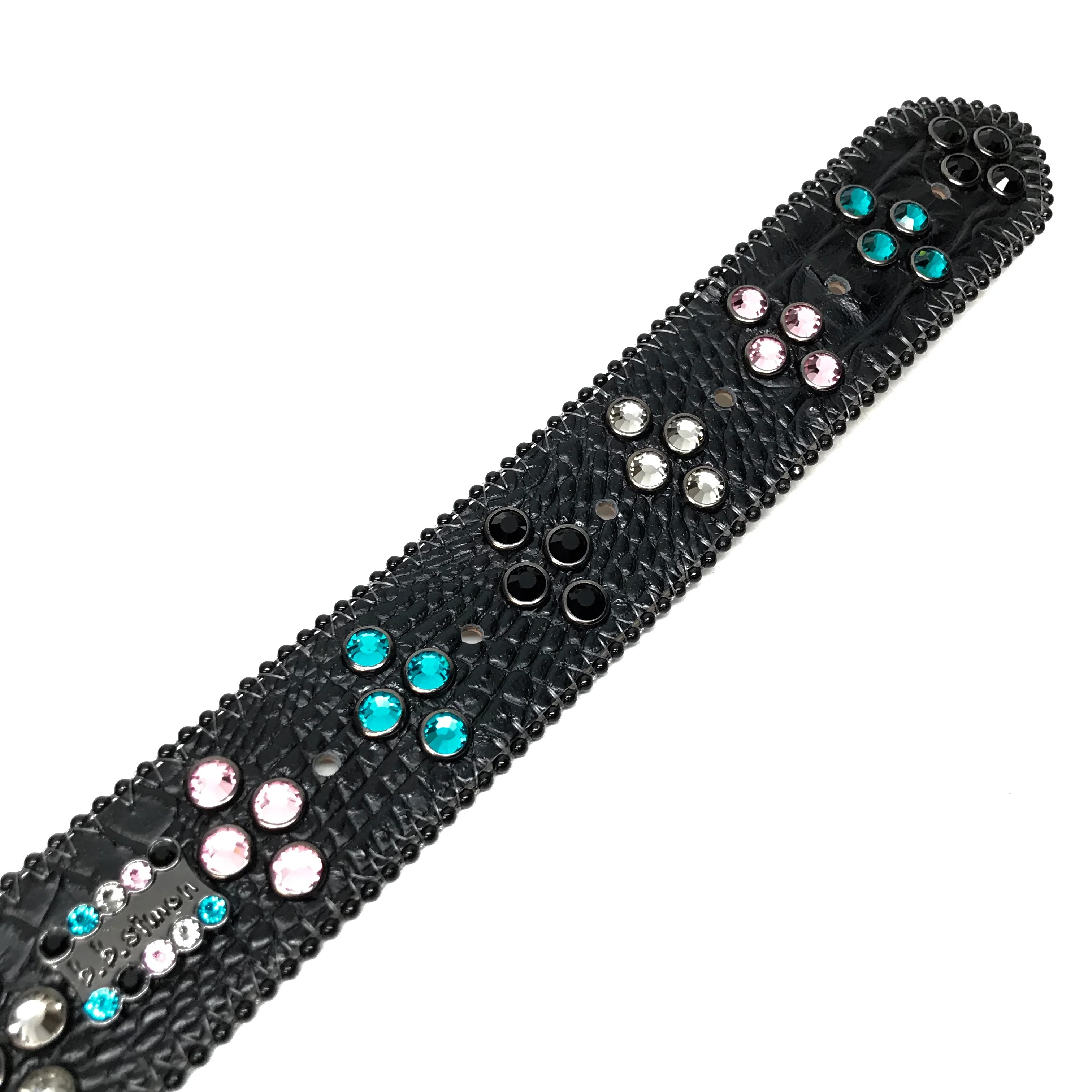 b.b. Simon Black Globe Triple Row Multi-color Fully Loaded Crystal Belt - Image 6