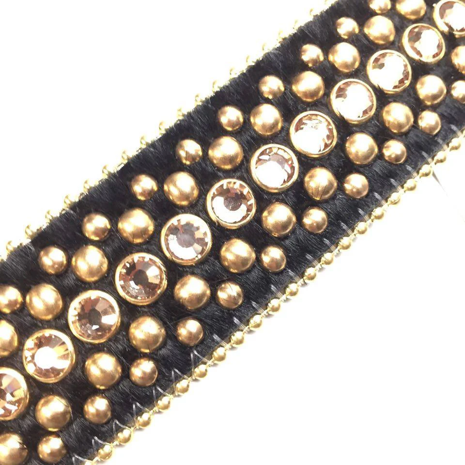 b.b. Simon Fully Loaded Black & Gold Pony Crystal Belt - Image 2