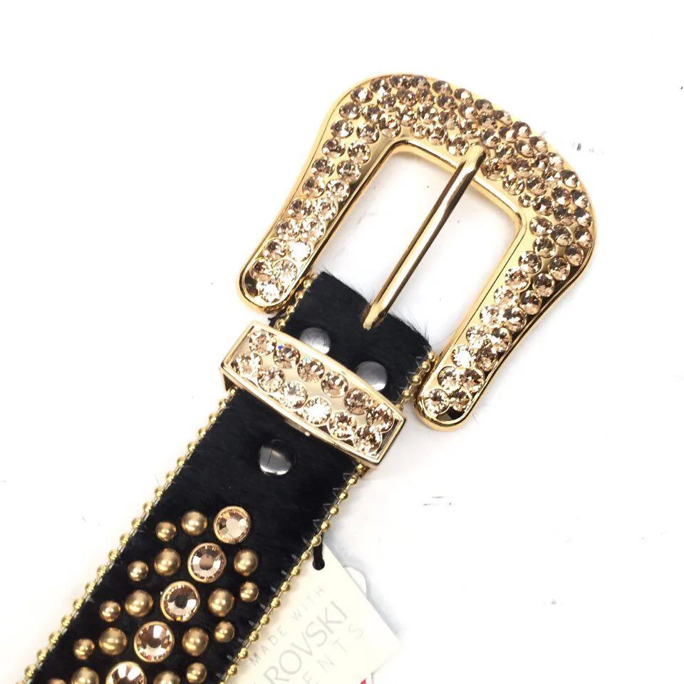 b.b. Simon Fully Loaded Black & Gold Pony Crystal Belt - Image 3
