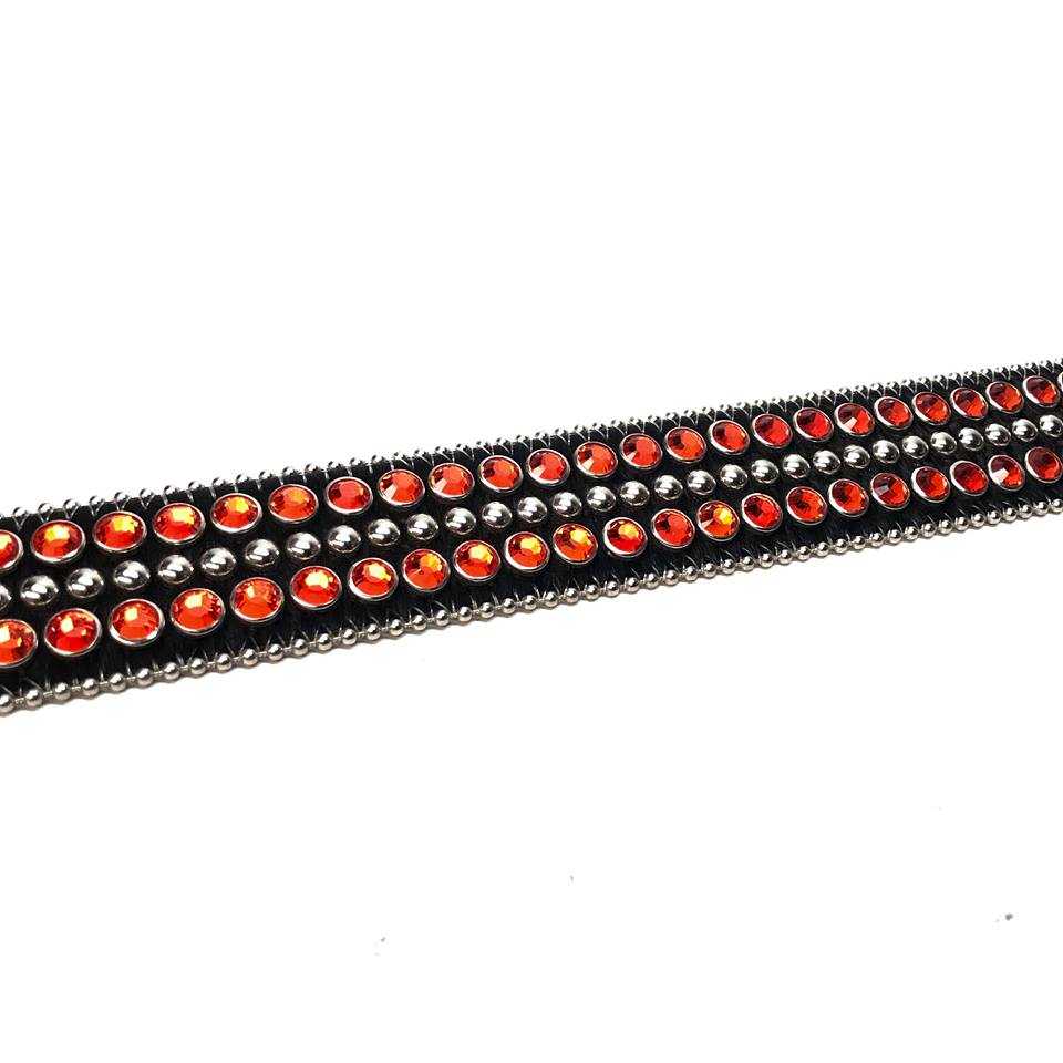 b.b. Simon Black/Orange Pony Hair Crystal Belt - Image 4