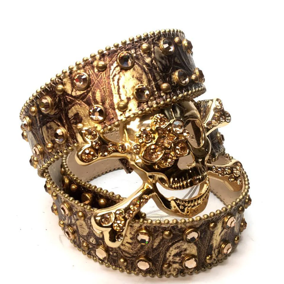 b.b. Simon "Majestic Gold Skull" Crystal Belt - Image 2