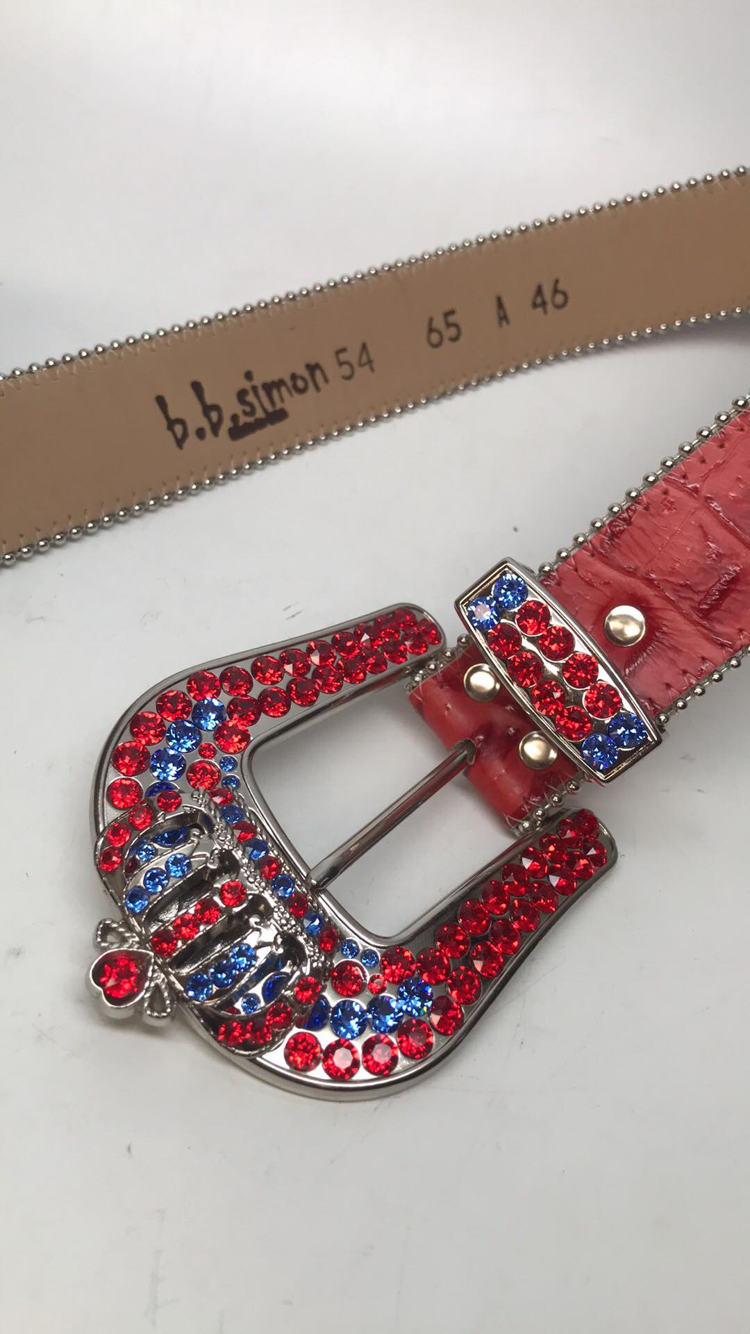 b.b. Simon "Red Blue Crown" Fully Loaded Crystal Belt - Image 4