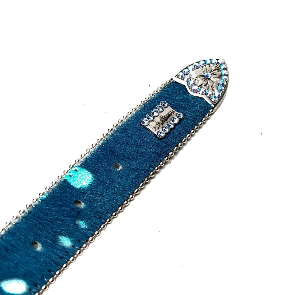 b.b. Simon Blue Heart Pony Hair Crystal Belt - Image 2