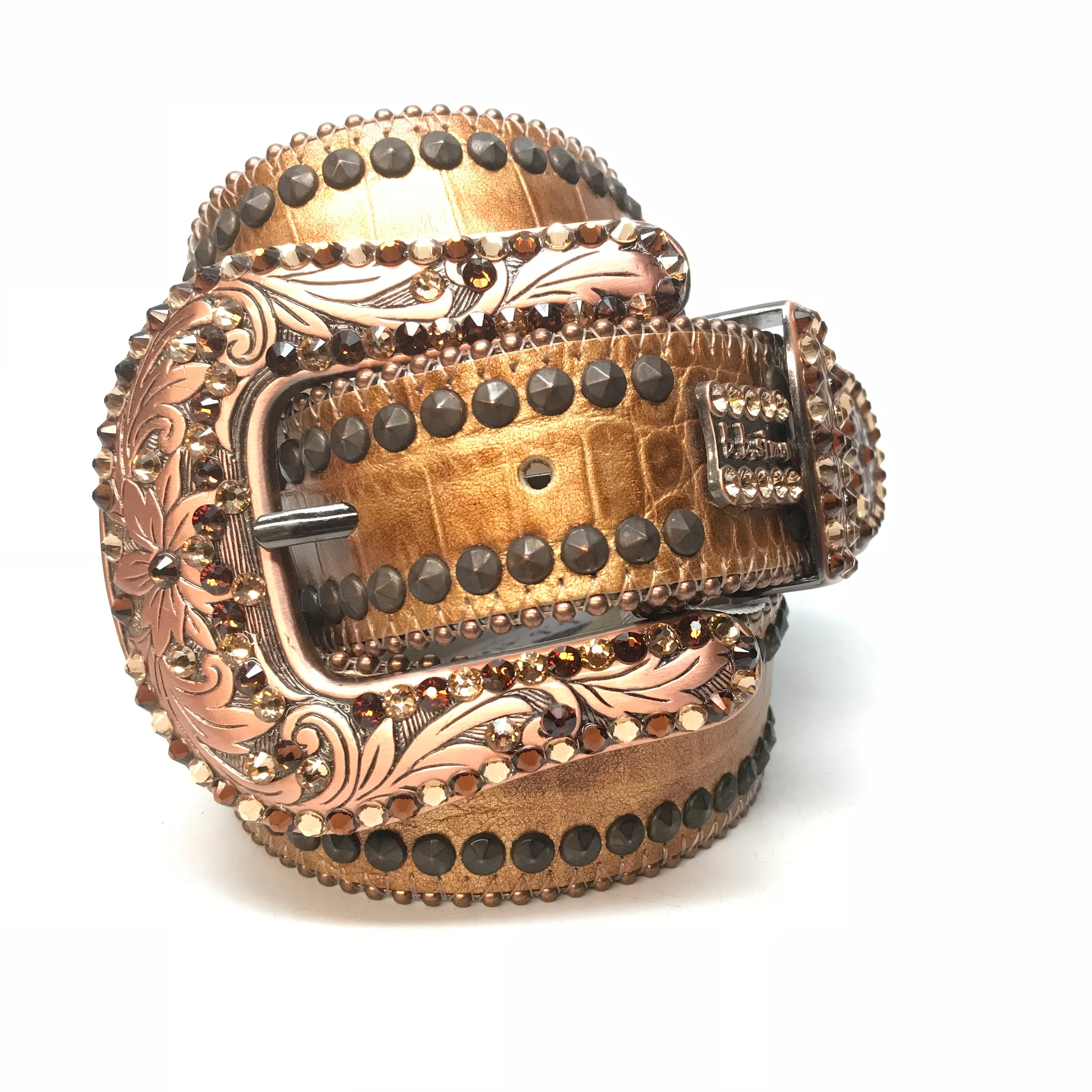 b.b. Simon 'Bronze Double Studded' Crystal Belt - Image 2