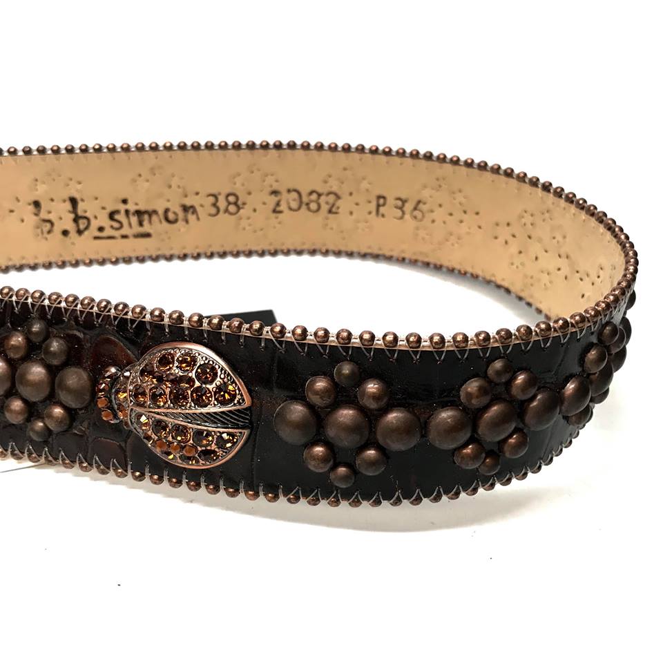 b.b. Simon Dark Brown Quad Studded Crystal Belt - Image 6