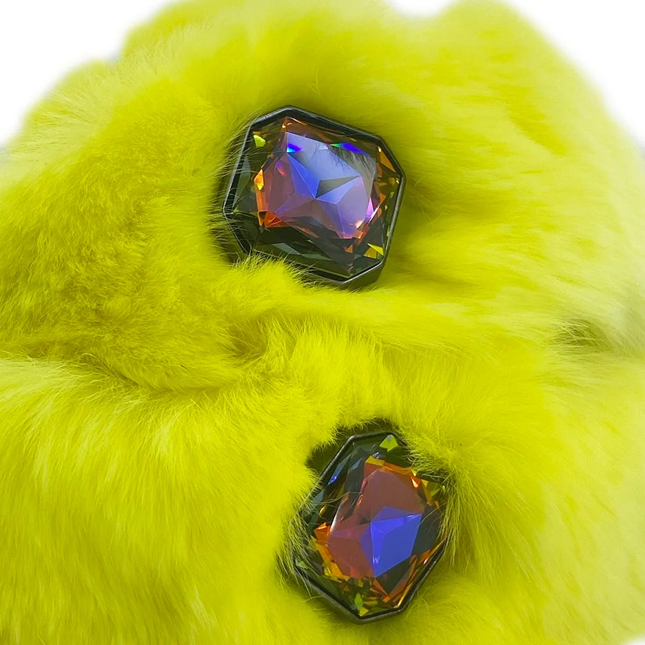 b.b. Simon Canary Yellow Fur Crystal Belt - Image 4
