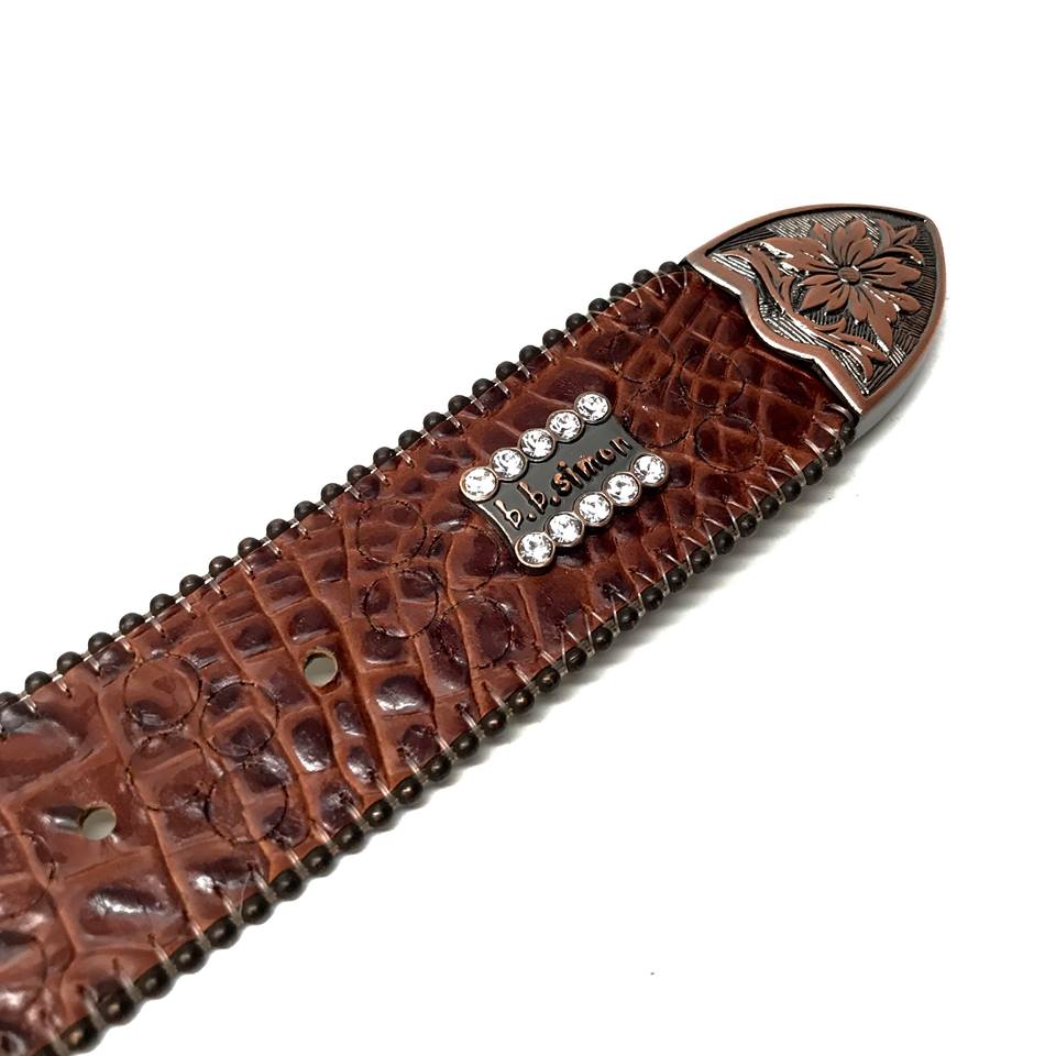b.b. Simon 'Skull Chocolate Croco' Crystal Belt - Image 5