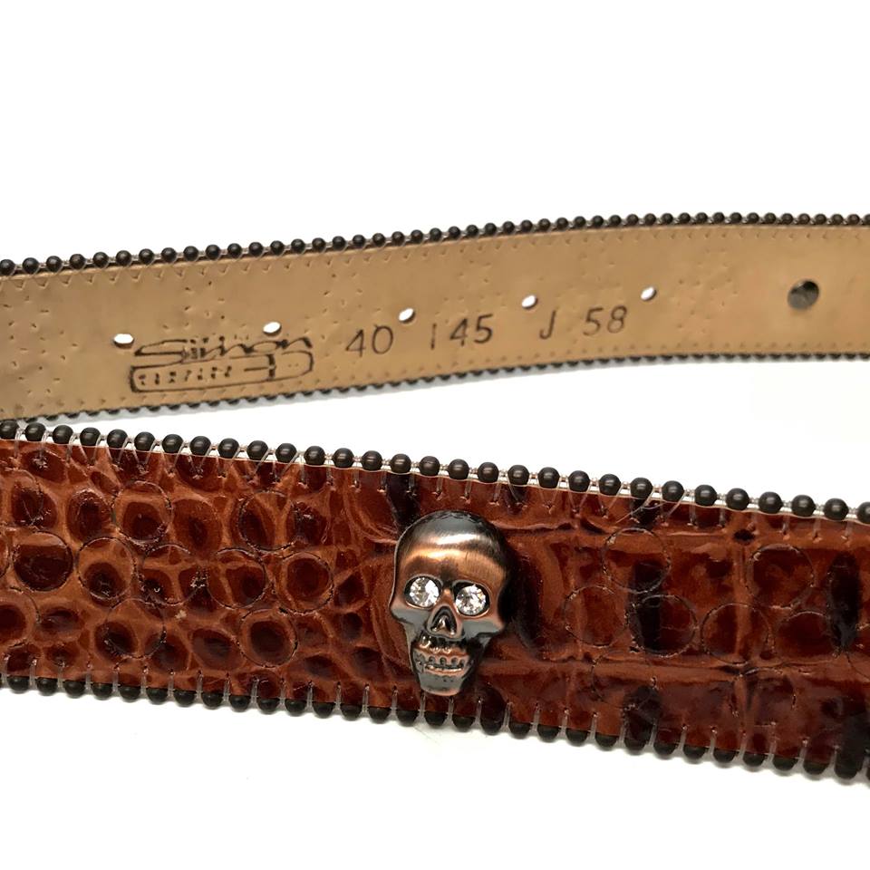 b.b. Simon 'Skull Chocolate Croco' Crystal Belt - Image 6
