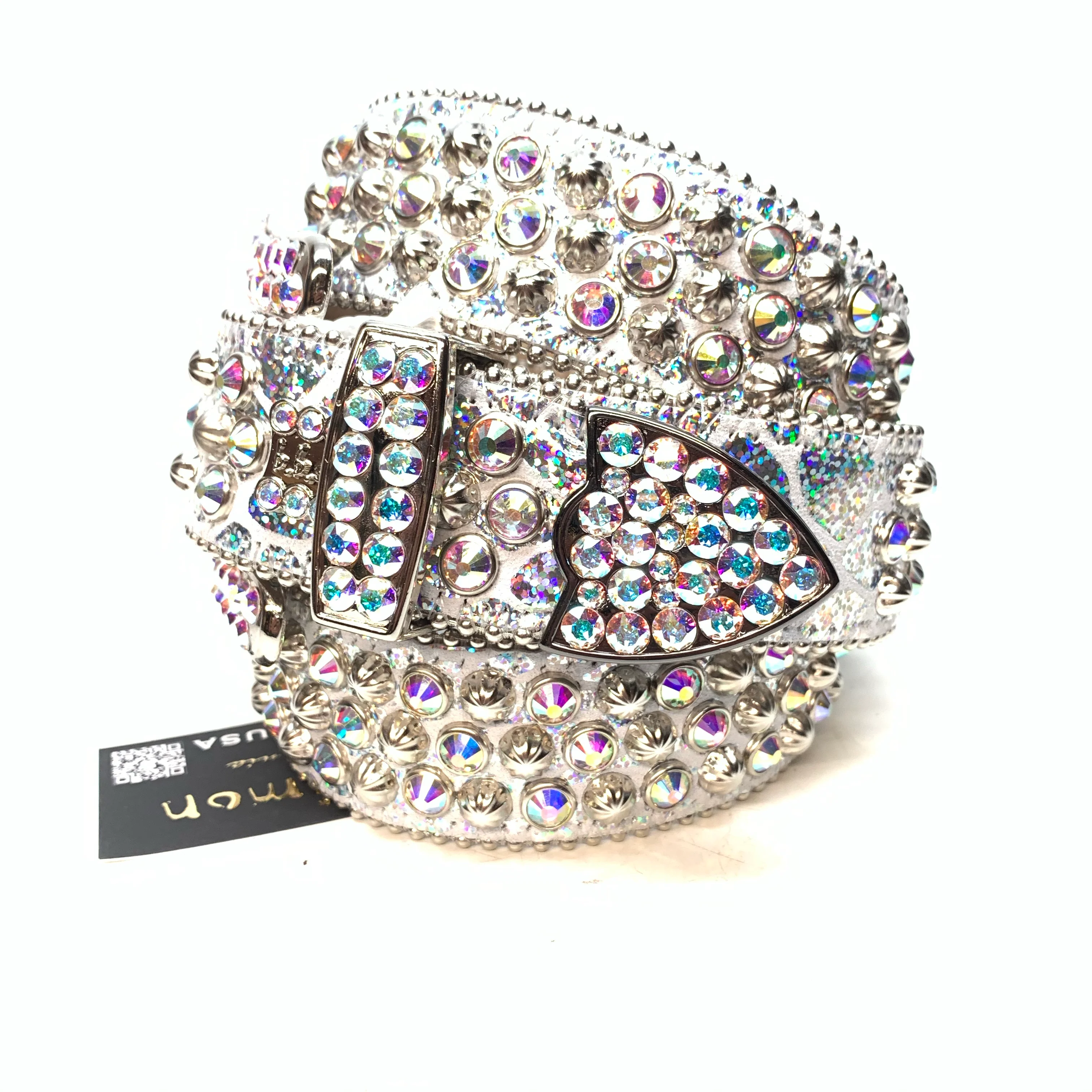b.b. Simon 'Chrome Milk' Studded Crystal Belt - Image 5