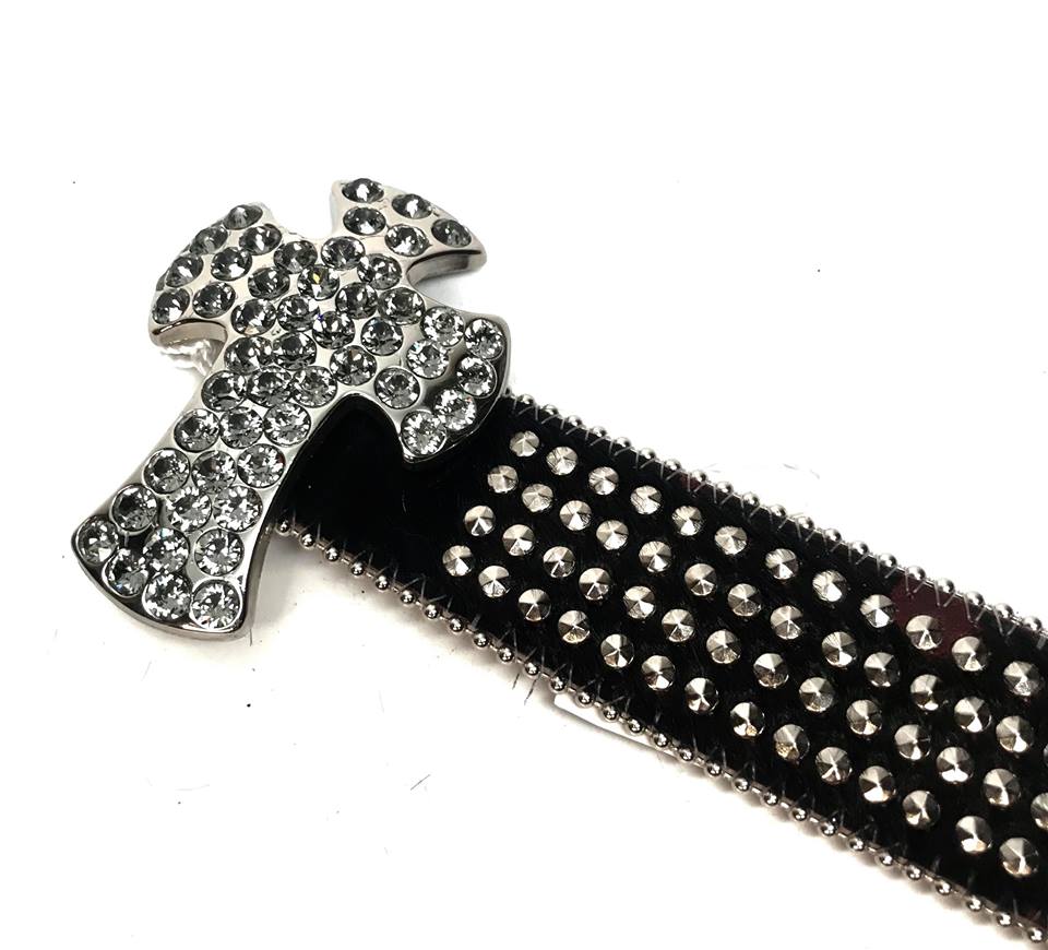 b.b. Simon 'Cross Quad Studded' Pony Crystal Belt - Image 3
