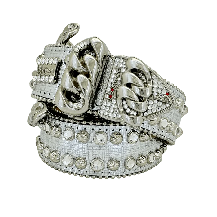 b.b. Simon Darband 3 Curb Chain Silver/Clear Crystal Belt - Image 2