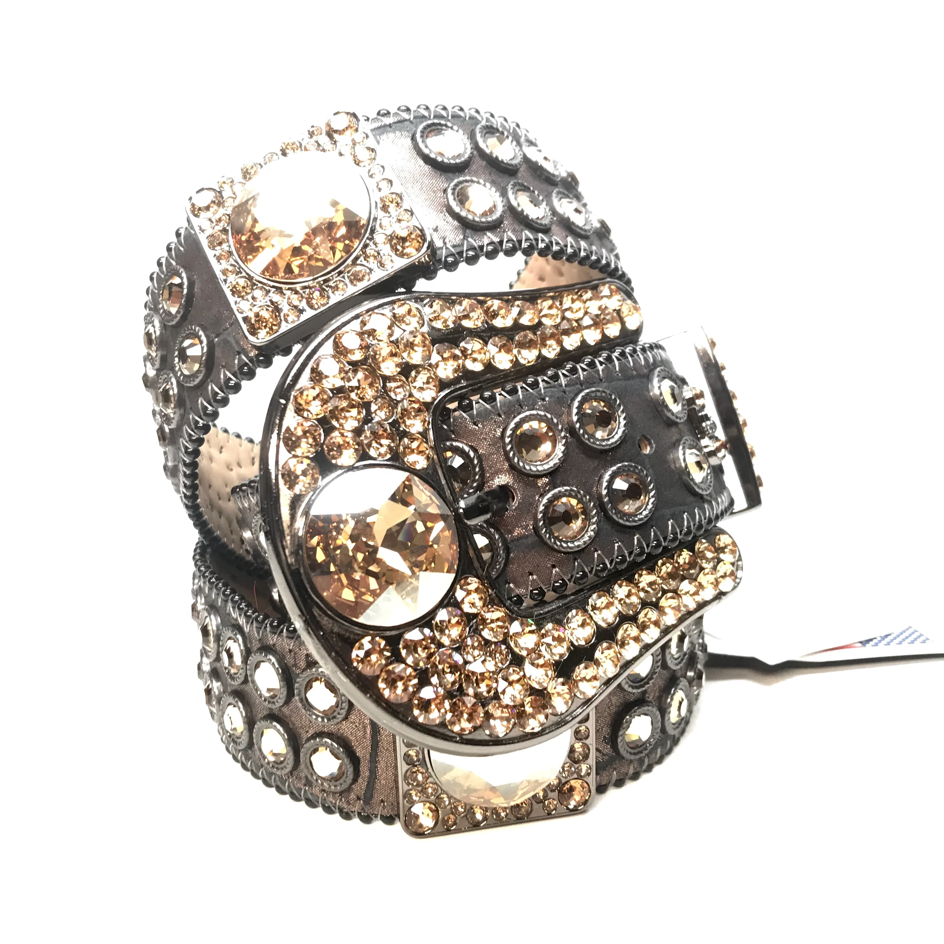 b.b. Simon 'Dark Chocolate Gold' Big Block Crystal Belt - Image 2