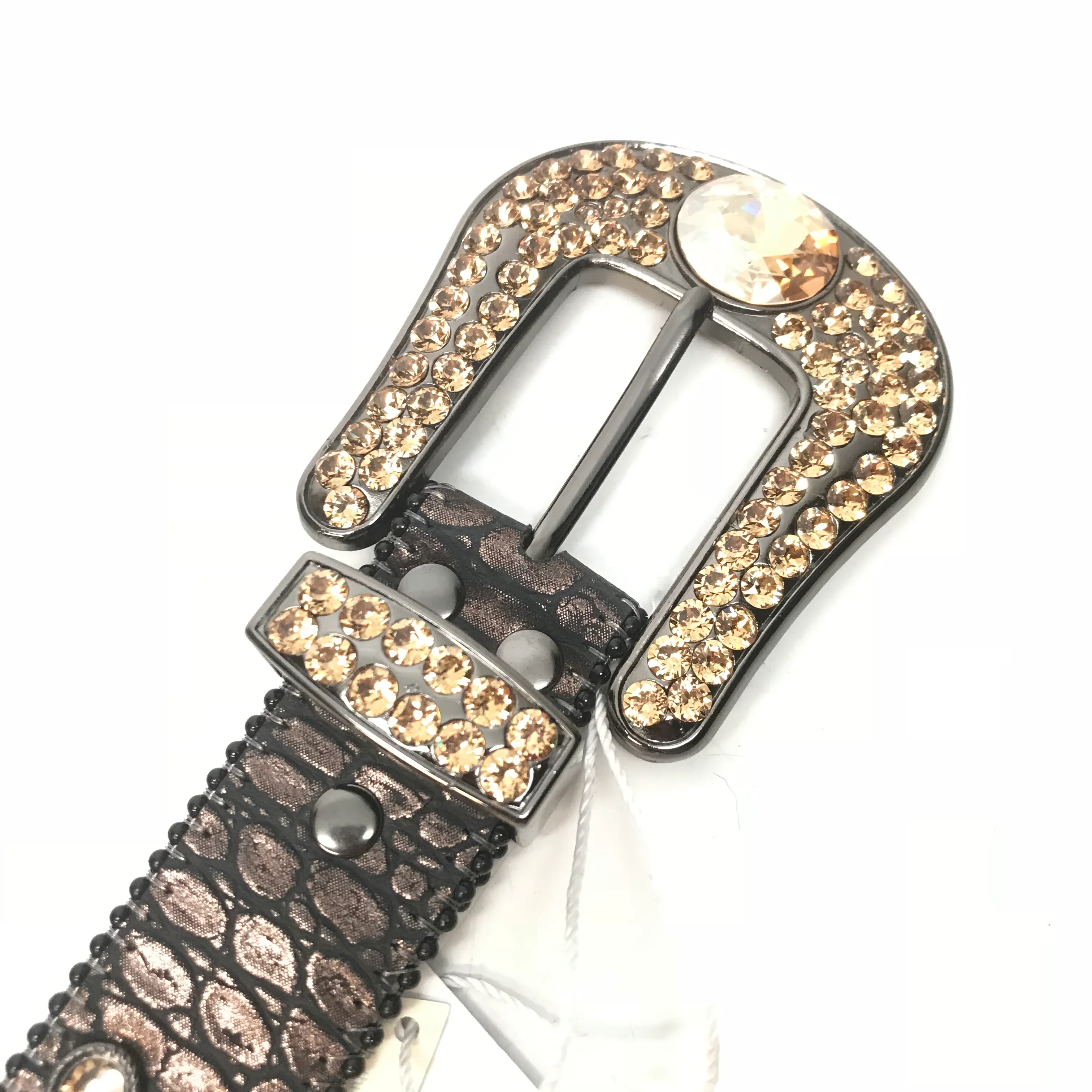 b.b. Simon 'Dark Chocolate Gold' Big Block Crystal Belt - Image 4