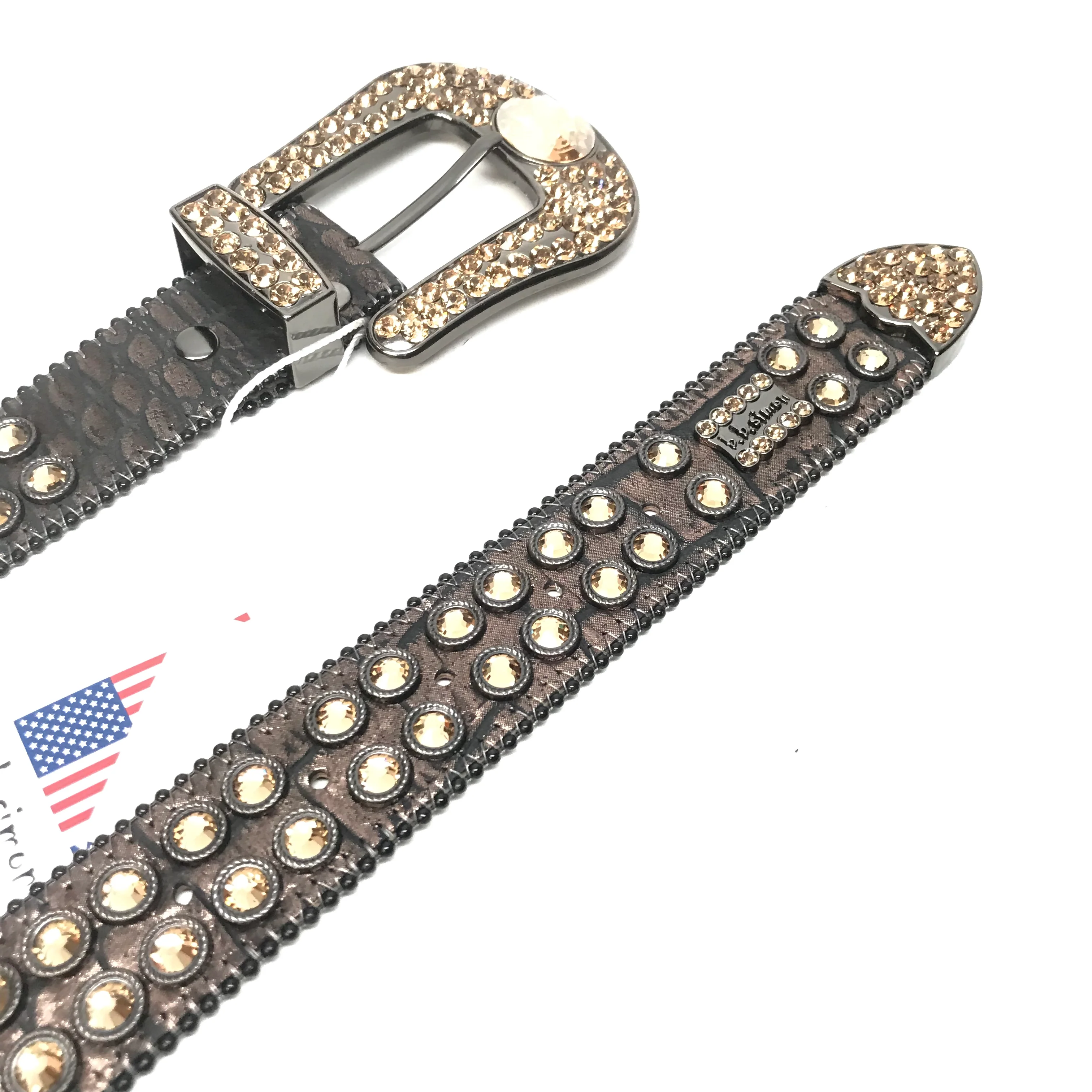 b.b. Simon 'Dark Chocolate Gold' Big Block Crystal Belt - Image 5