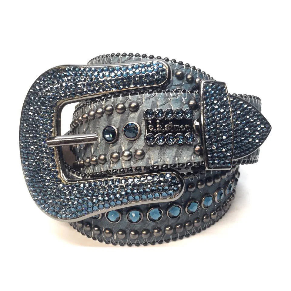b.b. Simon Deep Blue Python Crystal Belt