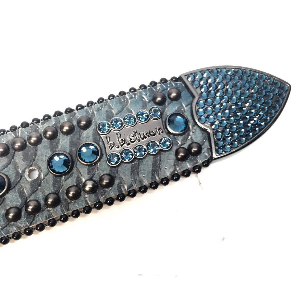 b.b. Simon Deep Blue Python Crystal Belt - Image 4