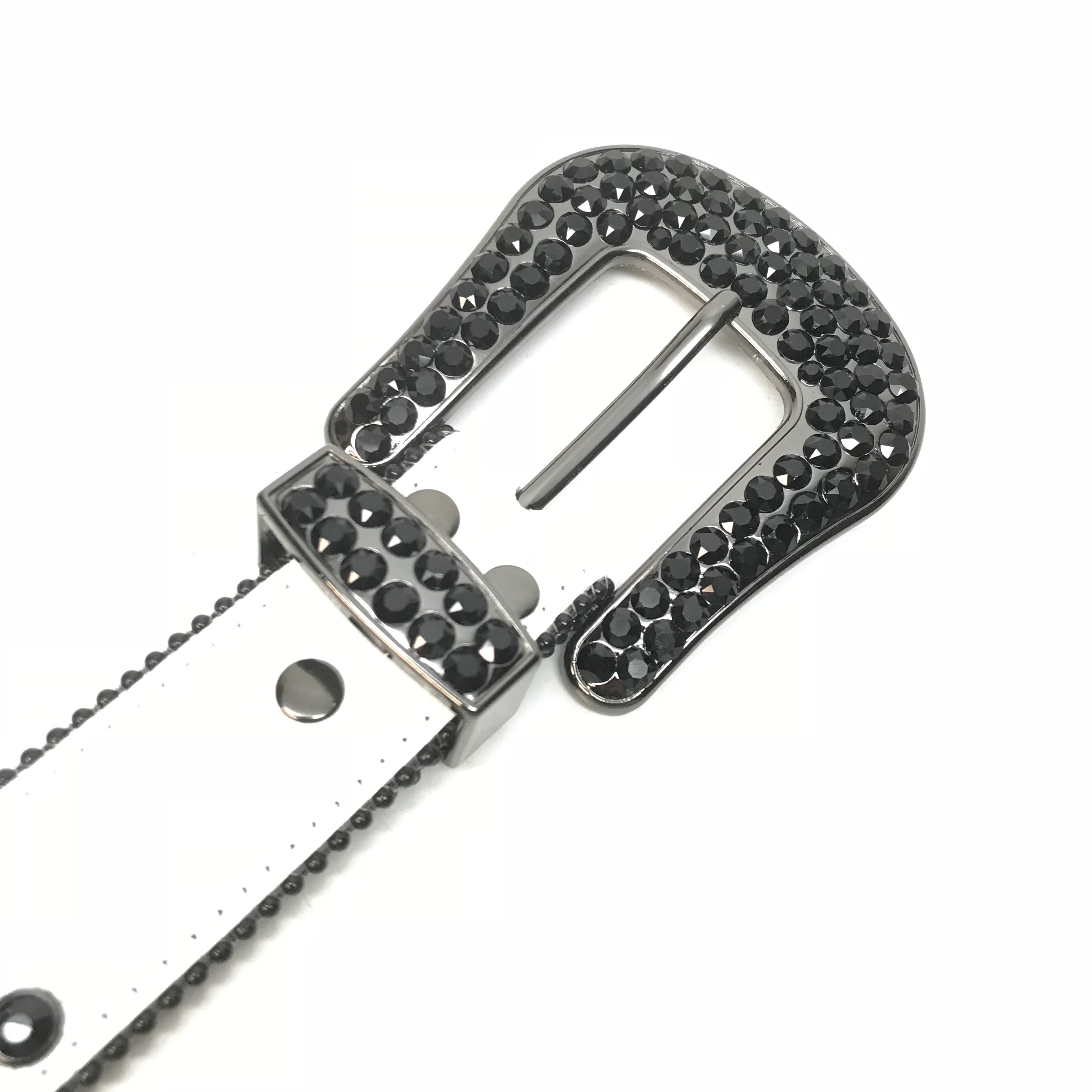 b.b. Simon White Black Double Row Black Crystal Belt - Image 4