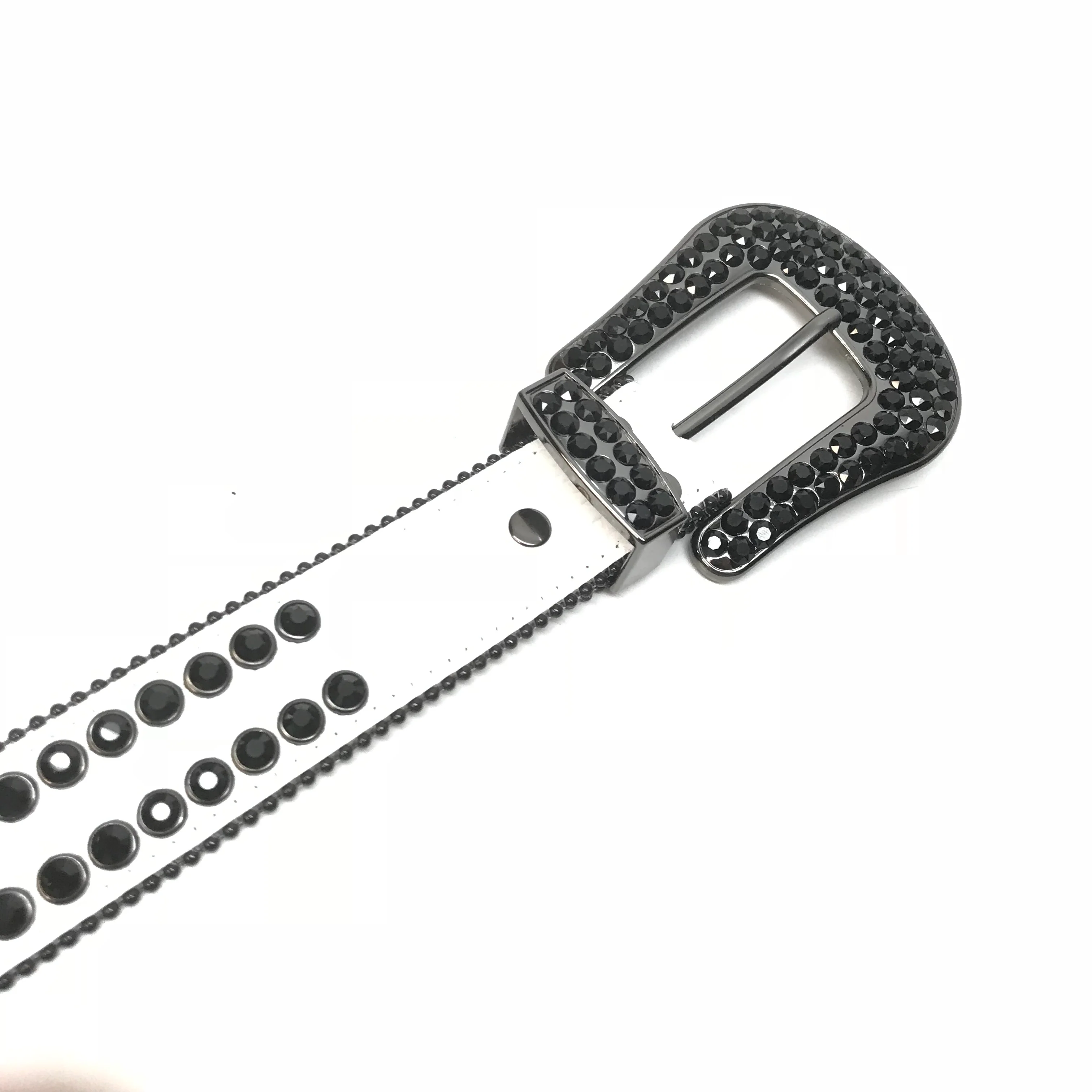 b.b. Simon White Black Double Row Black Crystal Belt - Image 6