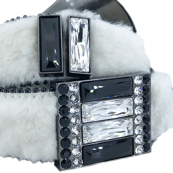 b.b. Simon White Fur Crystal Belt - Image 3