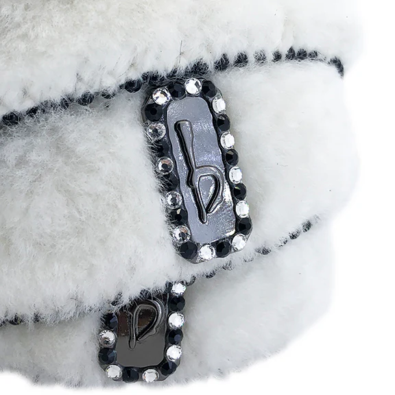 b.b. Simon White Fur Crystal Belt - Image 4