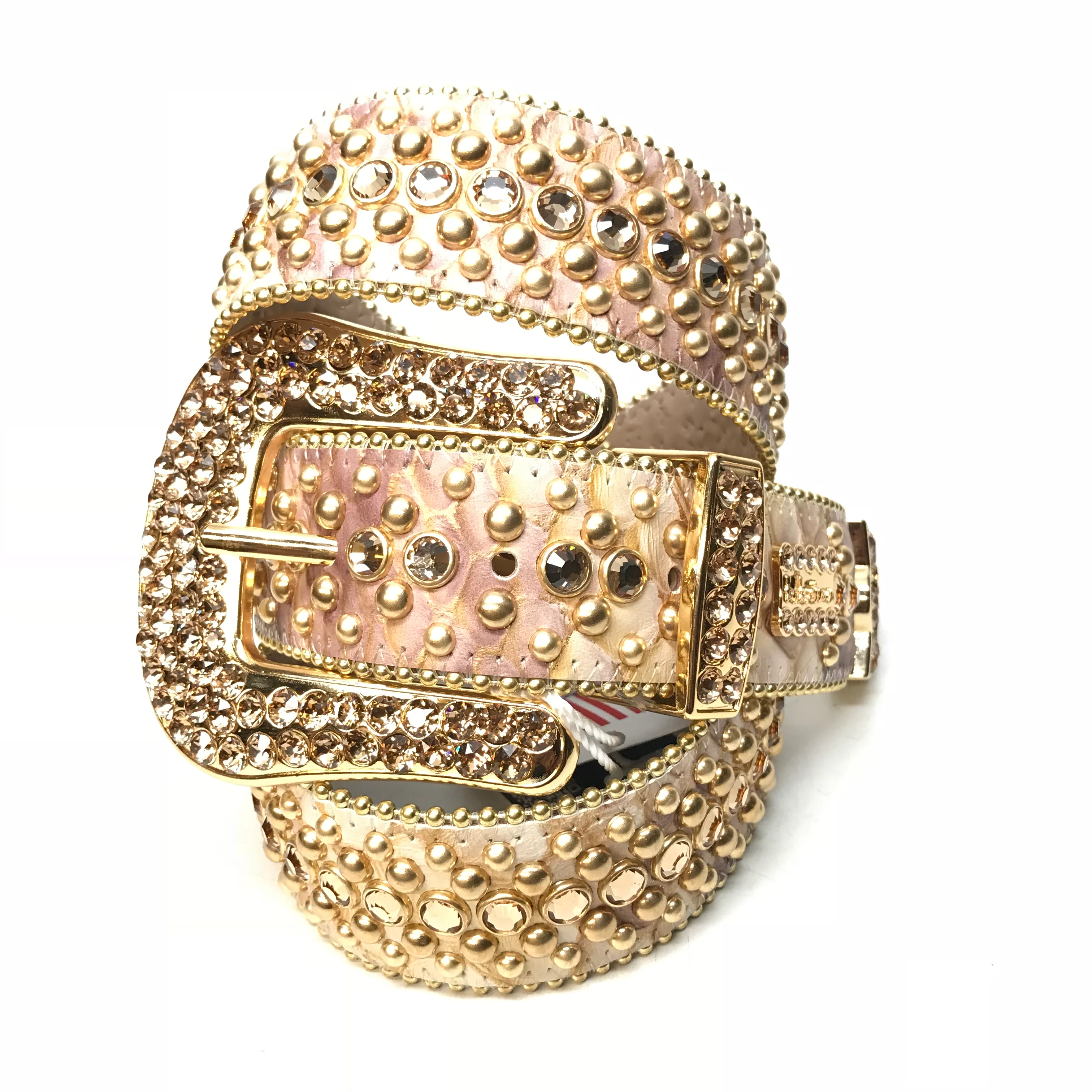 b.b. Simon Dune Gold Pirarucu Crystal Belt - Image 4