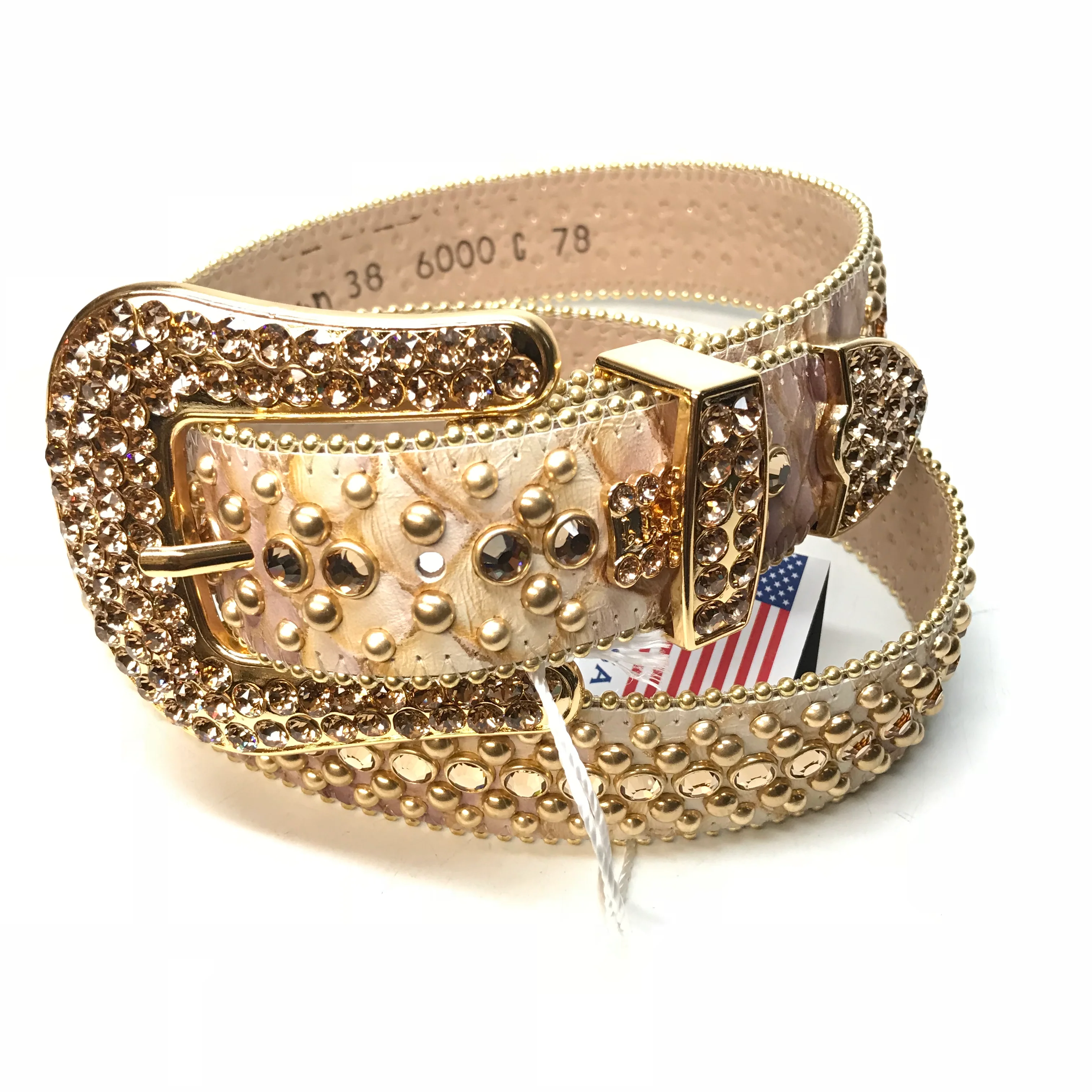 b.b. Simon Dune Gold Pirarucu Crystal Belt - Image 7