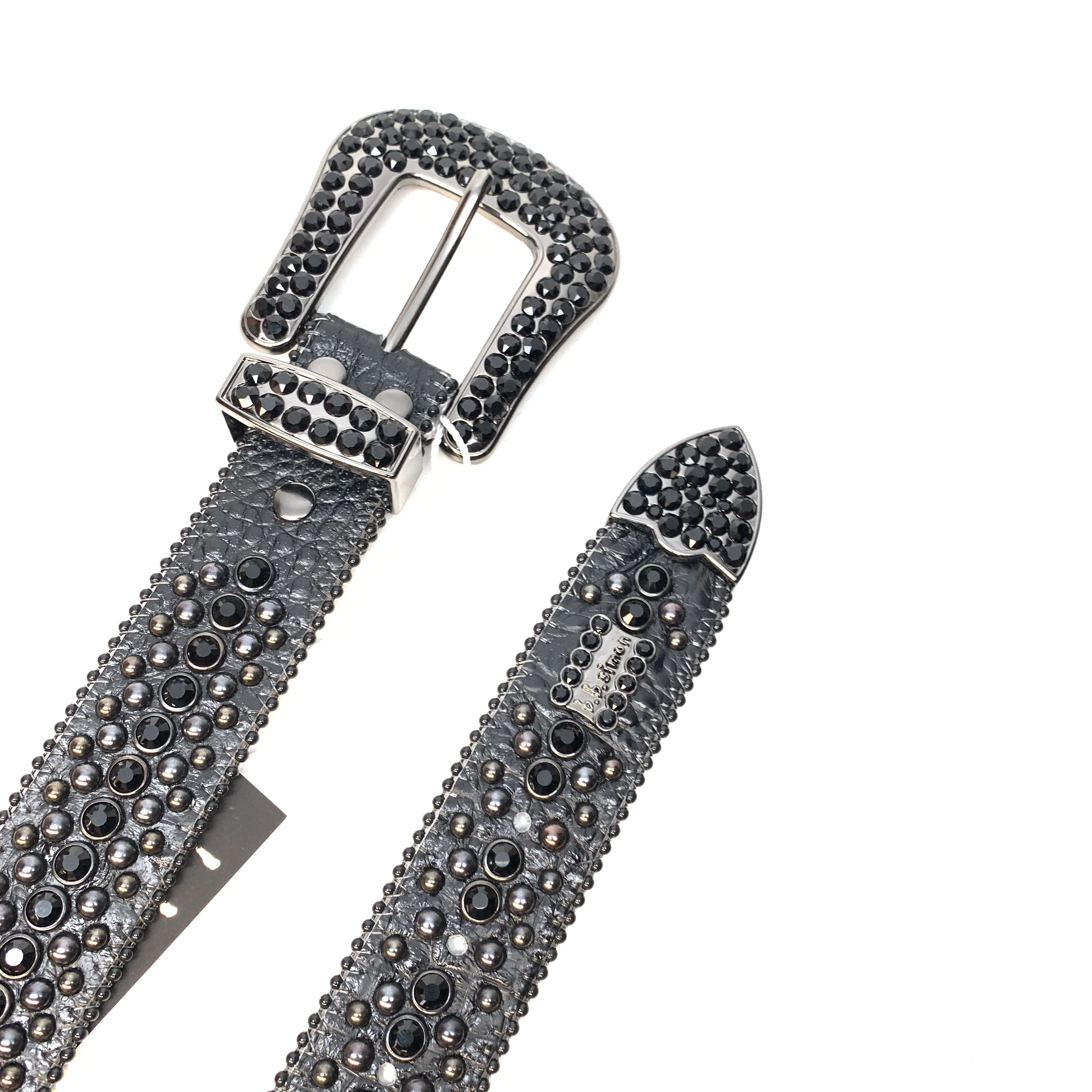 b.b. Simon All Black Fully Loaded Crystal Belt - Image 7