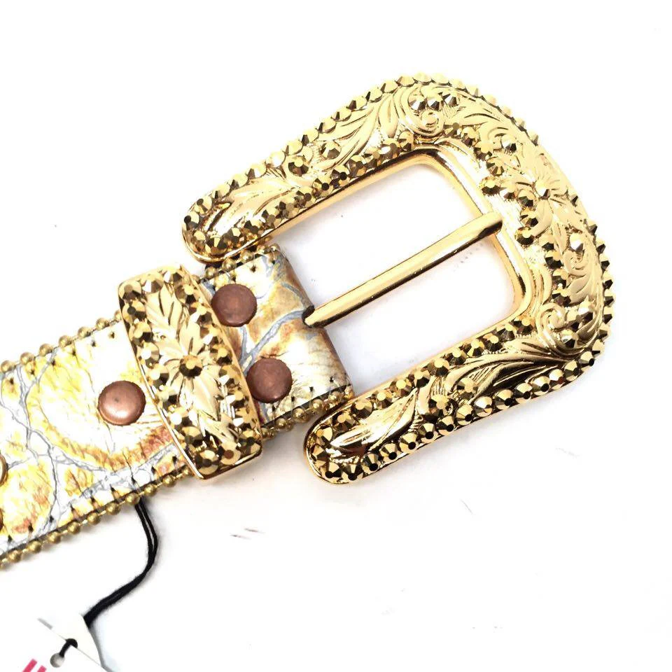 b.b. Simon Gold Crocodile Crystal Belt - Image 3