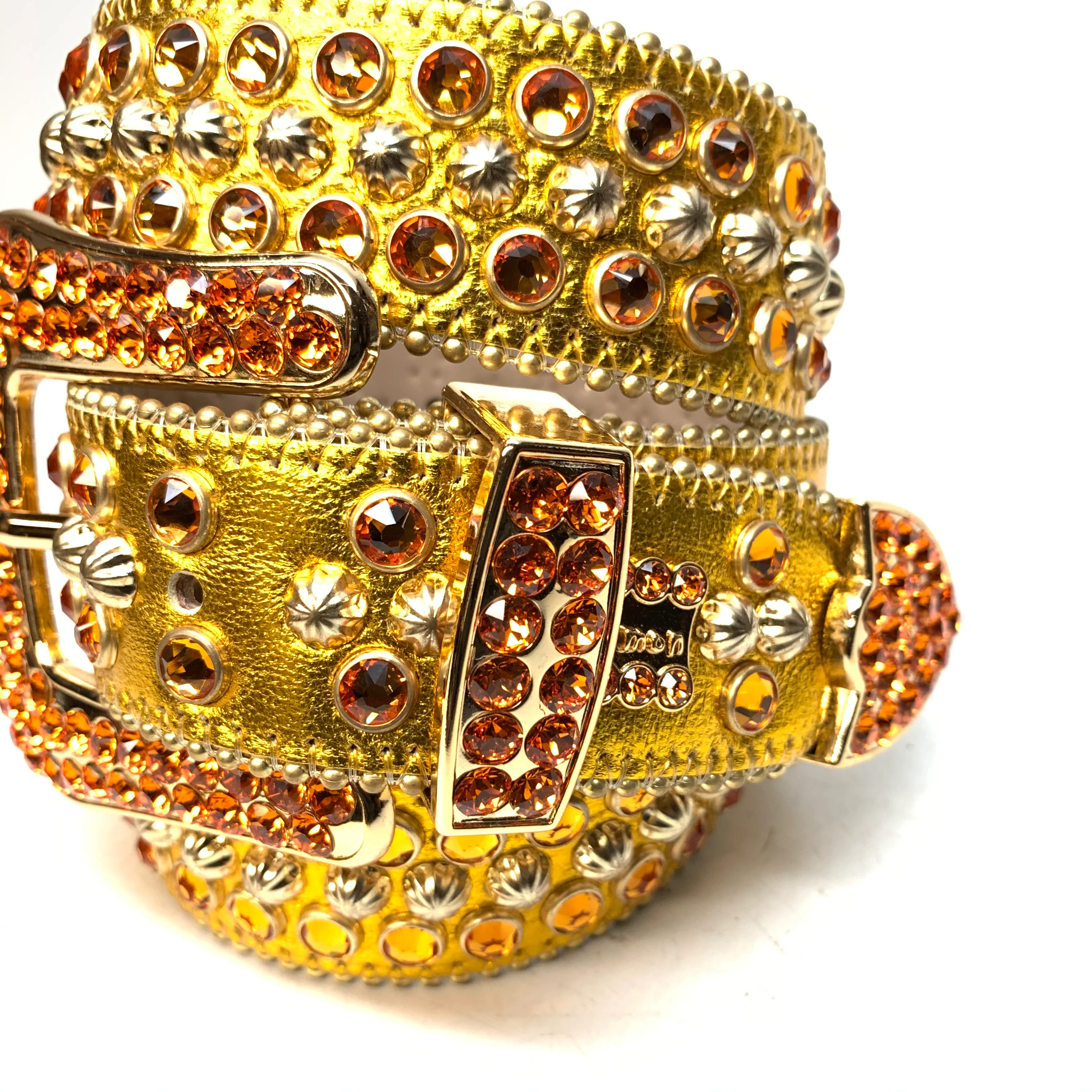 b.b. Simon Gold Fire Double Row Studded Crystal Belt - Image 2