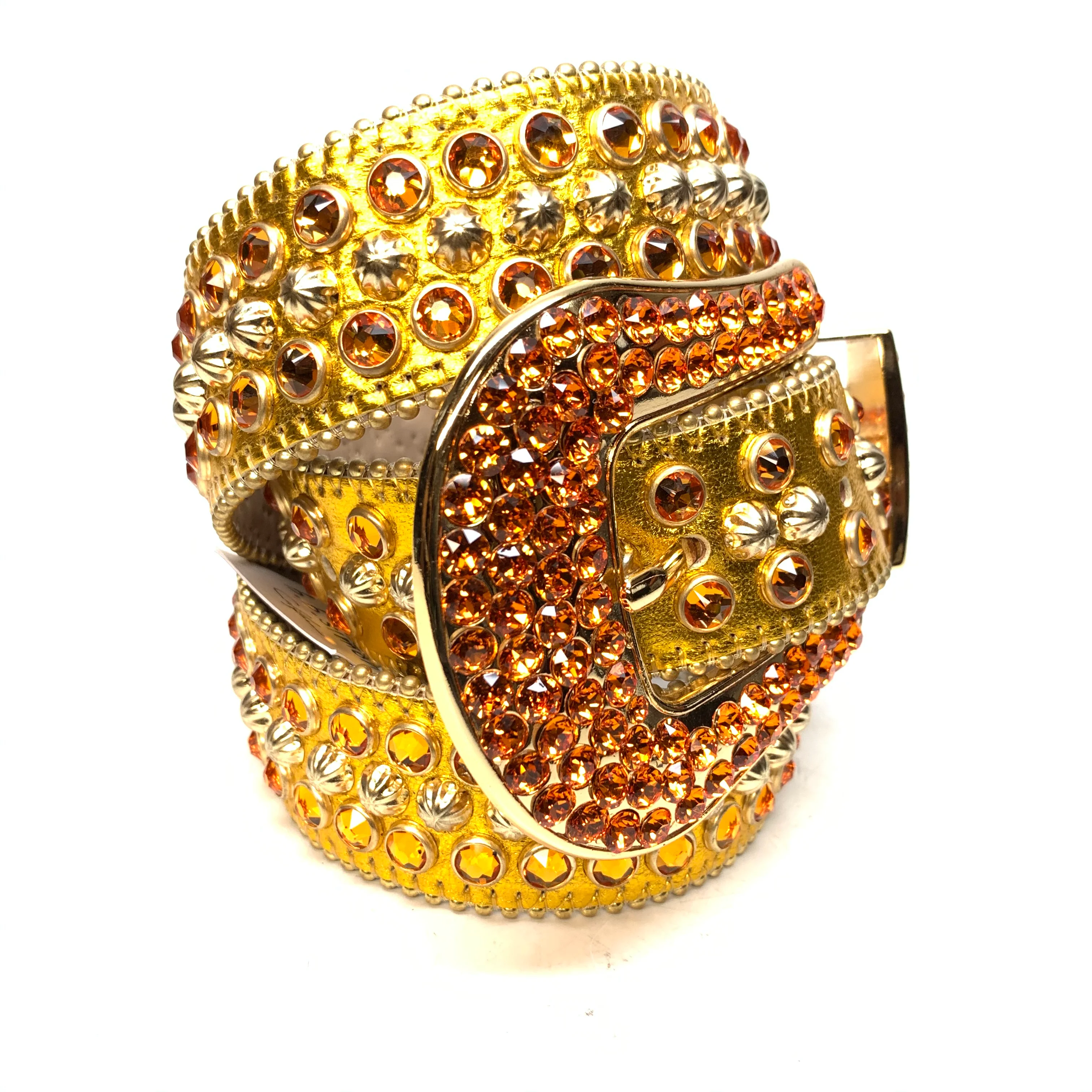 b.b. Simon Gold Fire Double Row Studded Crystal Belt - Image 3