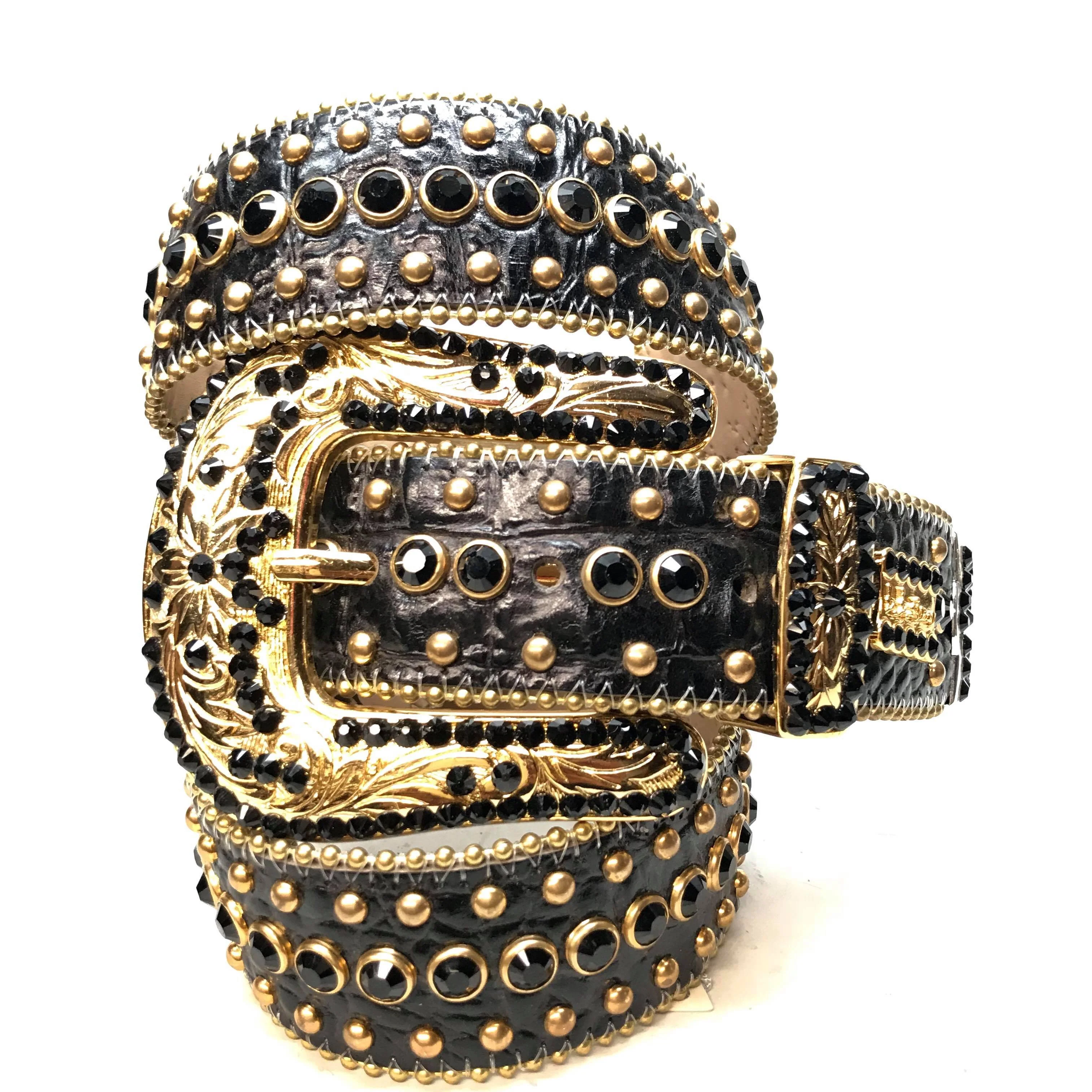 b.b. Simon 'Gold Horseshoe' Black Crystal Belt - Image 2