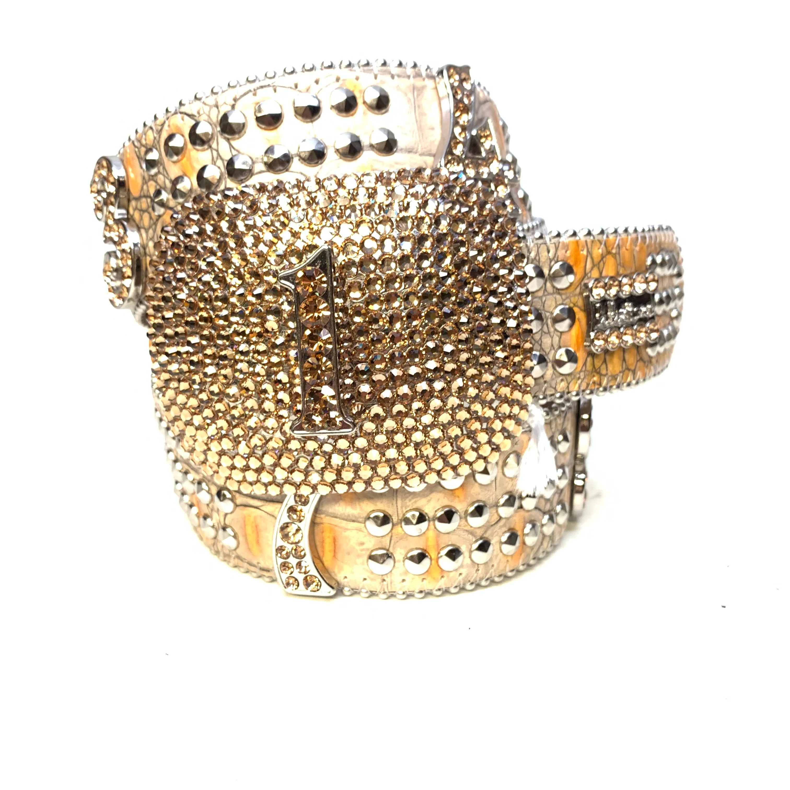 b.b. Simon "Gold Numbers" Studded Crystal Belt - Image 9