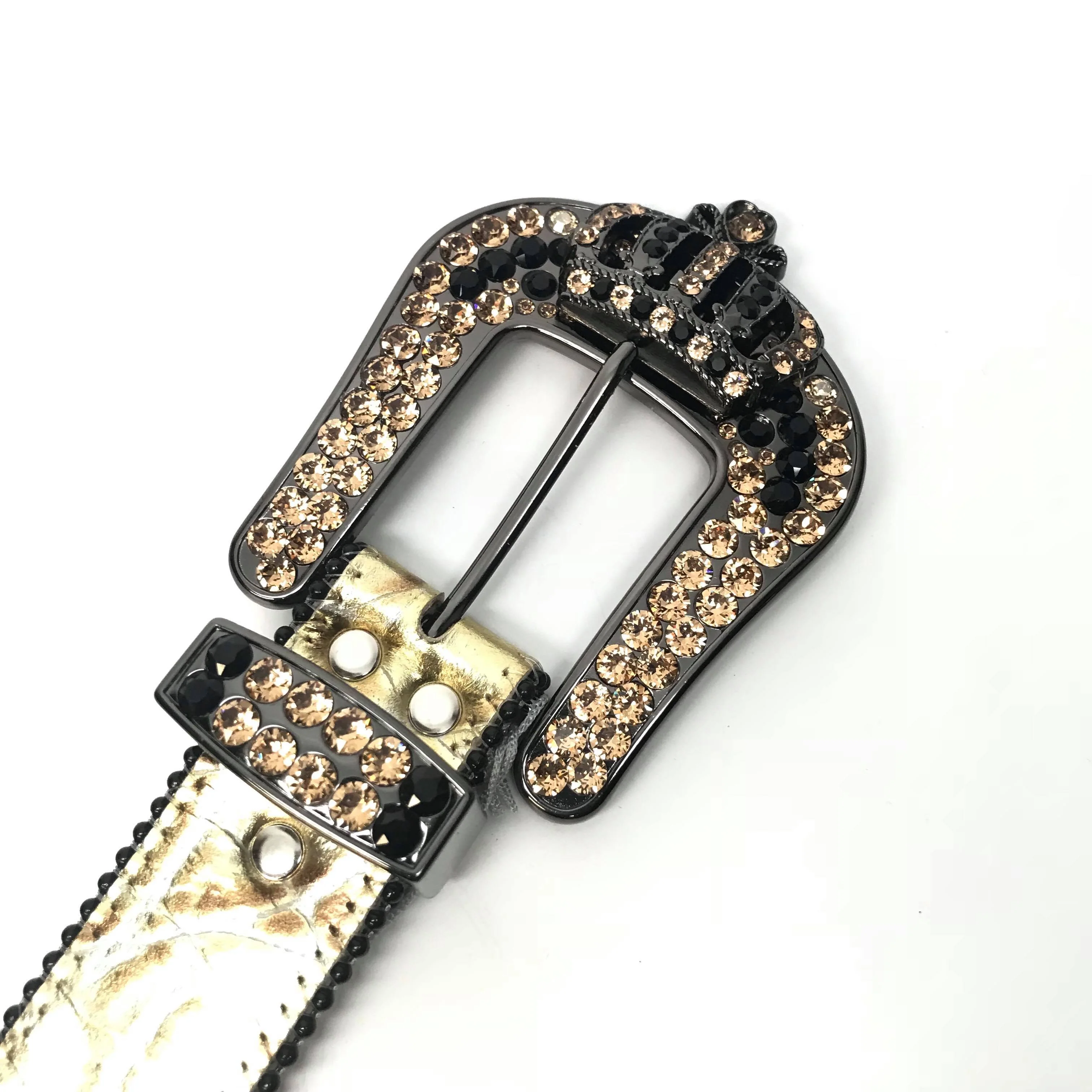 b.b. Simon Golden Crown Croco Crystal Belt - Image 3