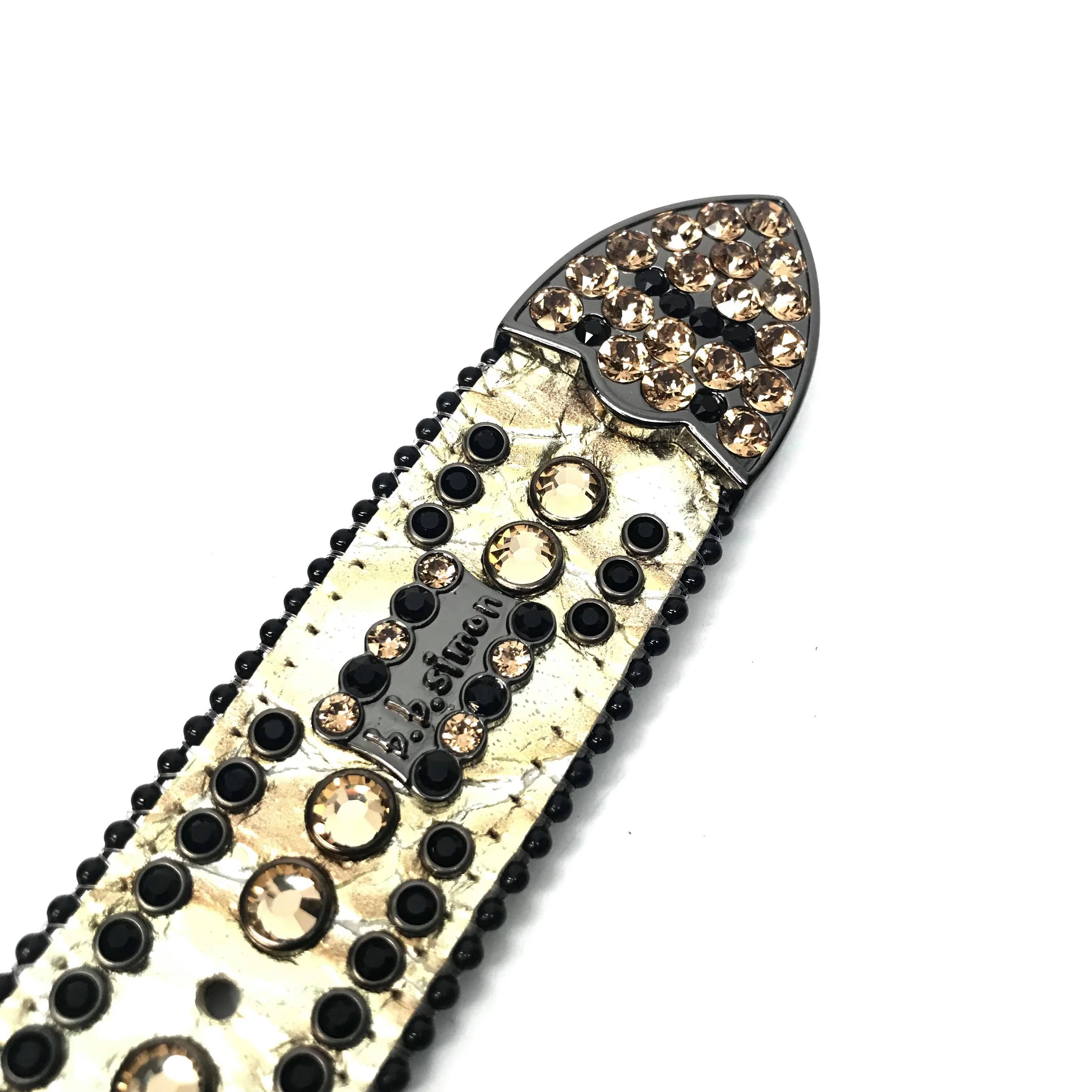b.b. Simon Golden Crown Croco Crystal Belt - Image 5