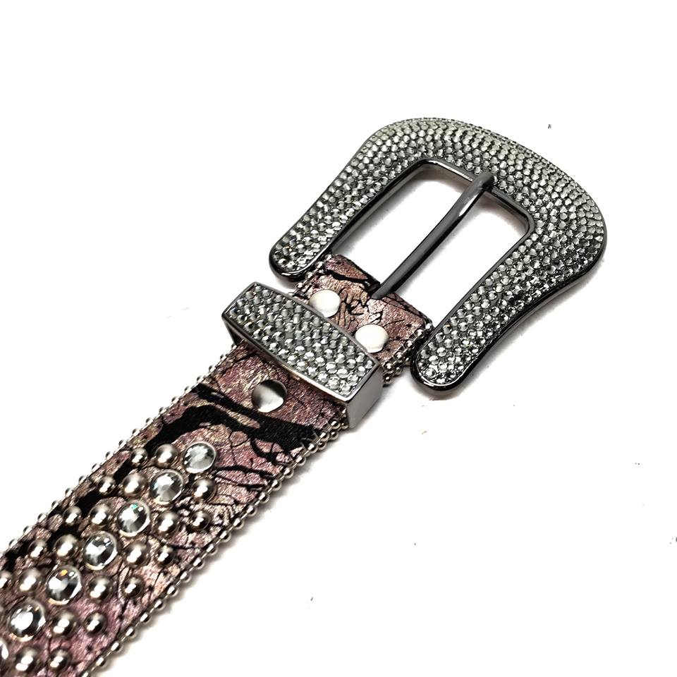 b.b. Simon Gray Crackle Leather Fully Loaded  Crystal Belt - Image 3