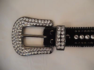 b.b. Simon 'Jet Black Cross' Crystal & Pony Hair Belt style #1200 - Image 2