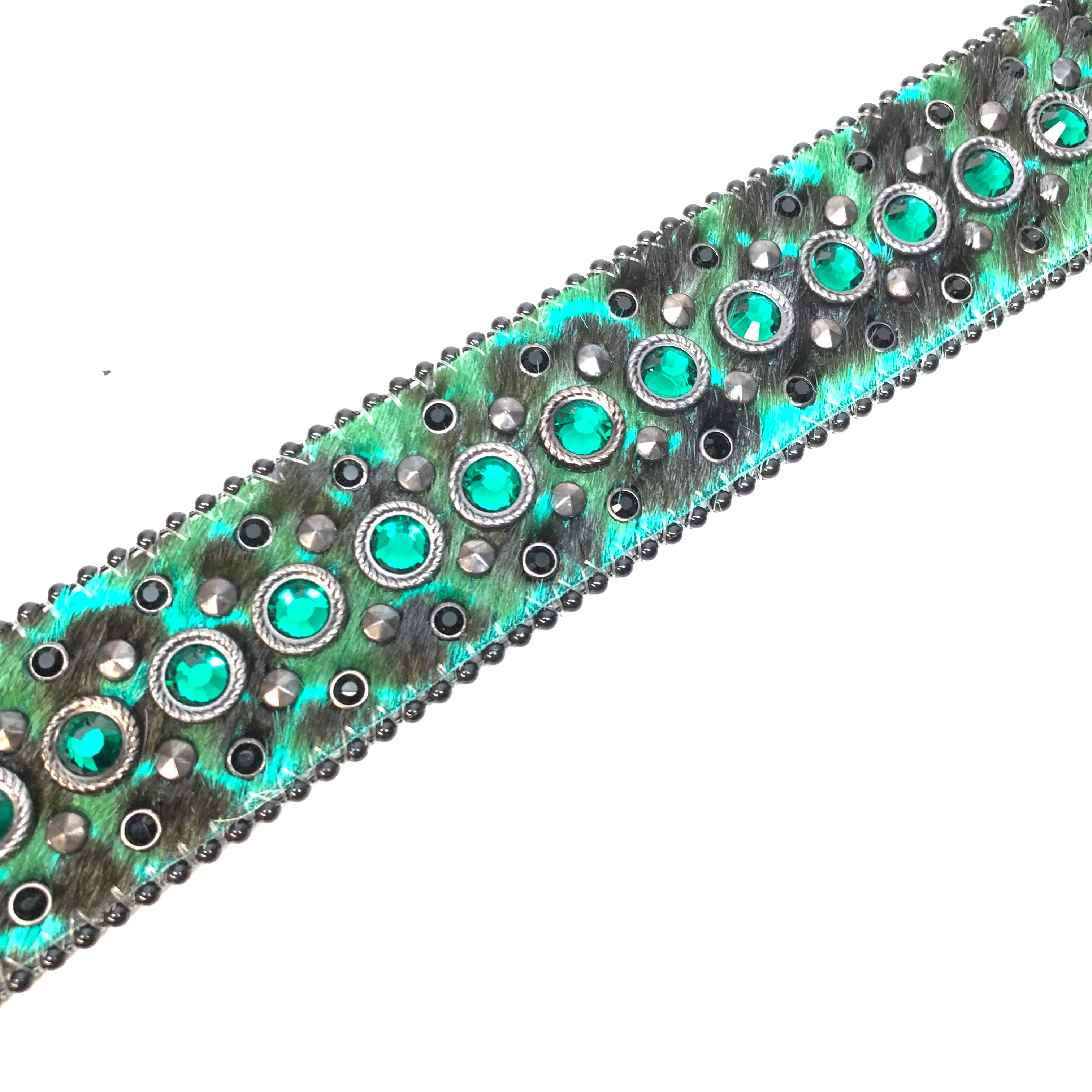 b.b. Simon Wild Emerald Pony Hair Crystal Belt - Image 4
