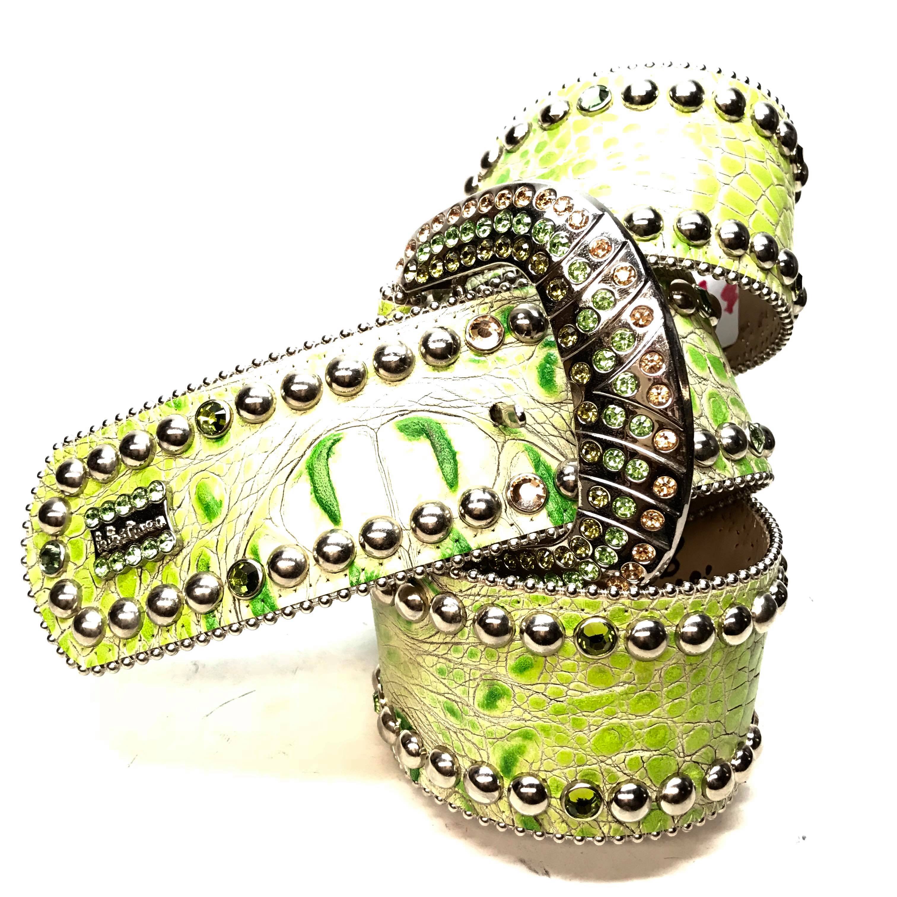 b.b. Simon 'Lime Croc' Thick 2.5" Crystal Belt - Image 2