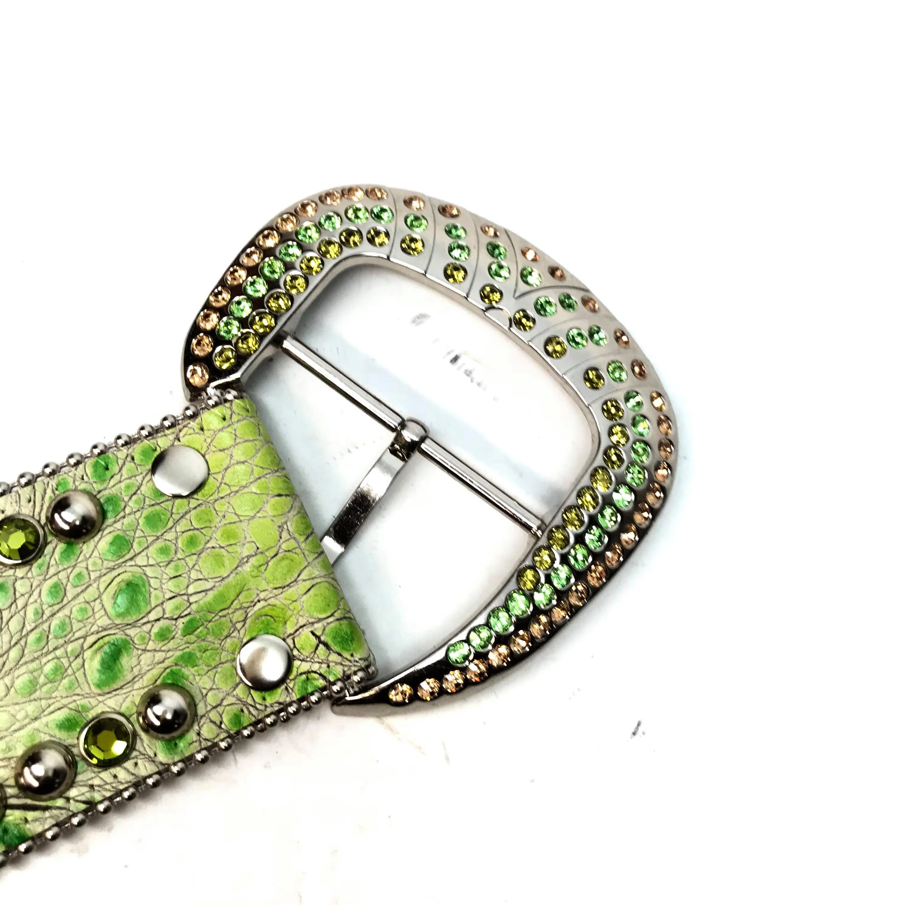 b.b. Simon 'Lime Croc' Thick 2.5" Crystal Belt - Image 5