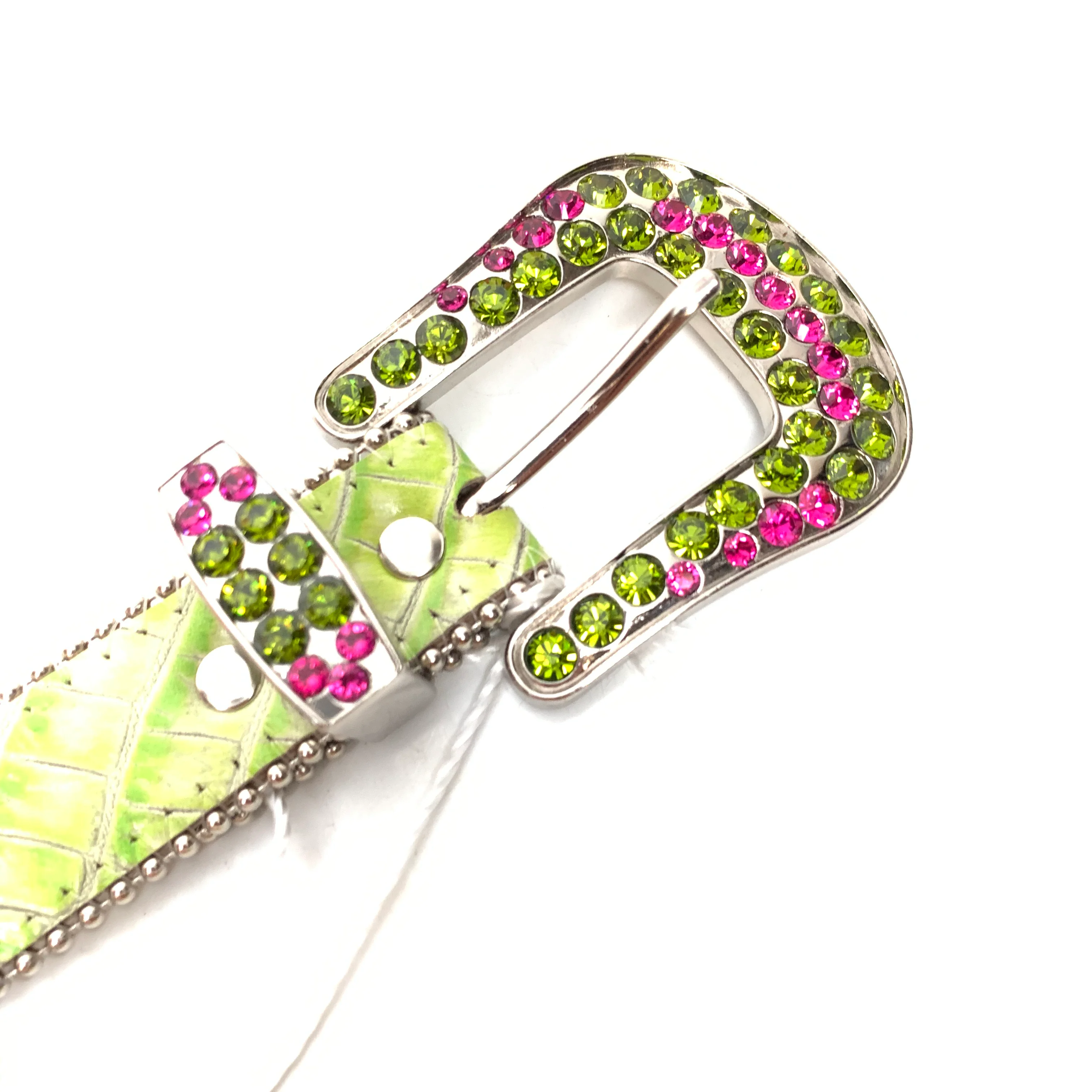 b.b. Simon Lime Monster Two Tone Big Block Swarovski Crystal Belt - Image 7