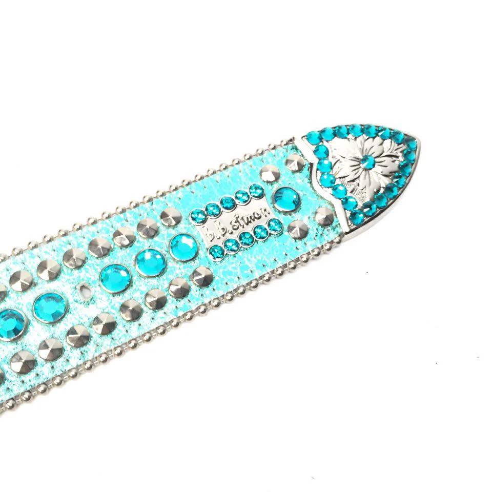 b.b. Simon Metallic Teal Cross Crystal Belt - Image 5